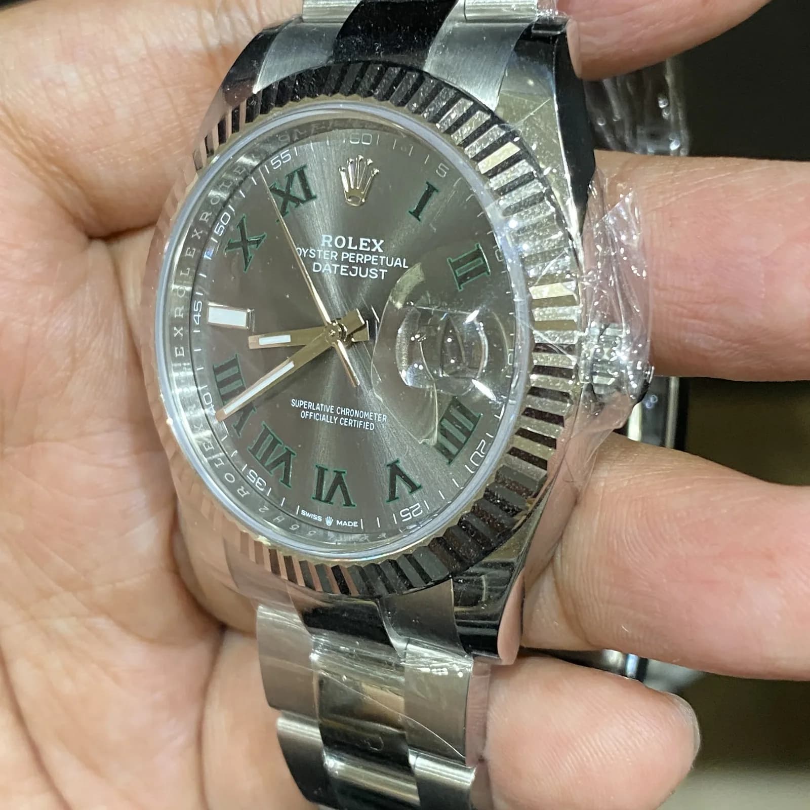 Thumb Datejust 41 Stainless Steel Fluted / Slate - Roman / Oyster