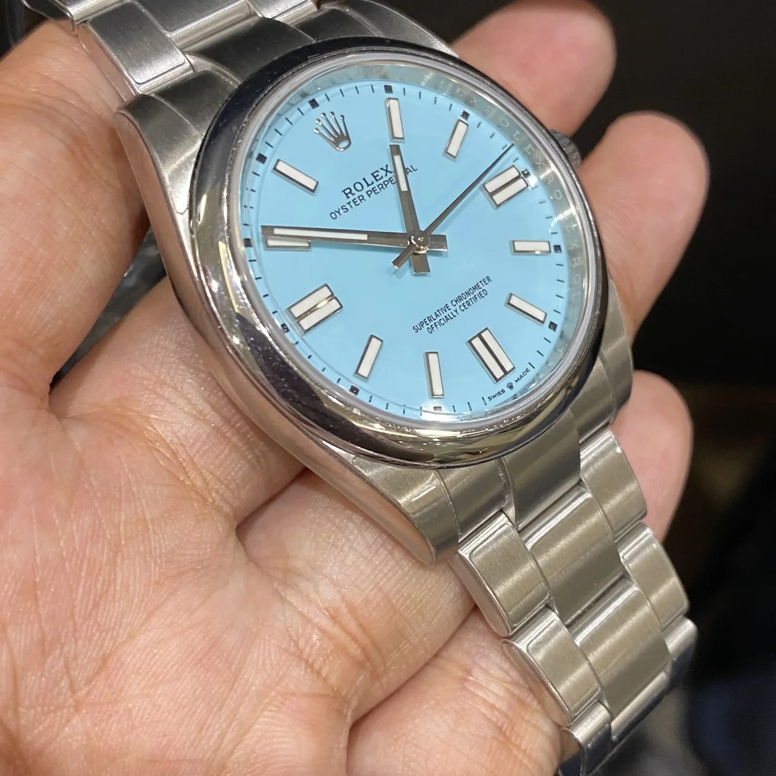 Thumb Oyster Perpetual 41 Stainless Steel / Turquoise
