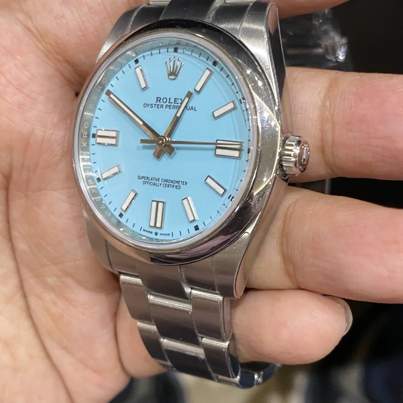Thumb Oyster Perpetual 41 Stainless Steel / Turquoise