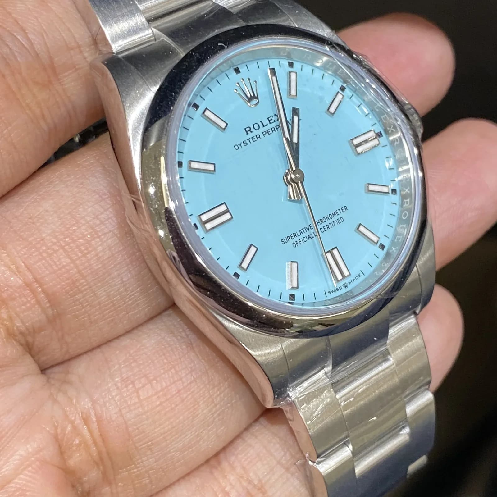 Thumb Oyster Perpetual 36 Stainless Steel / Turquoise