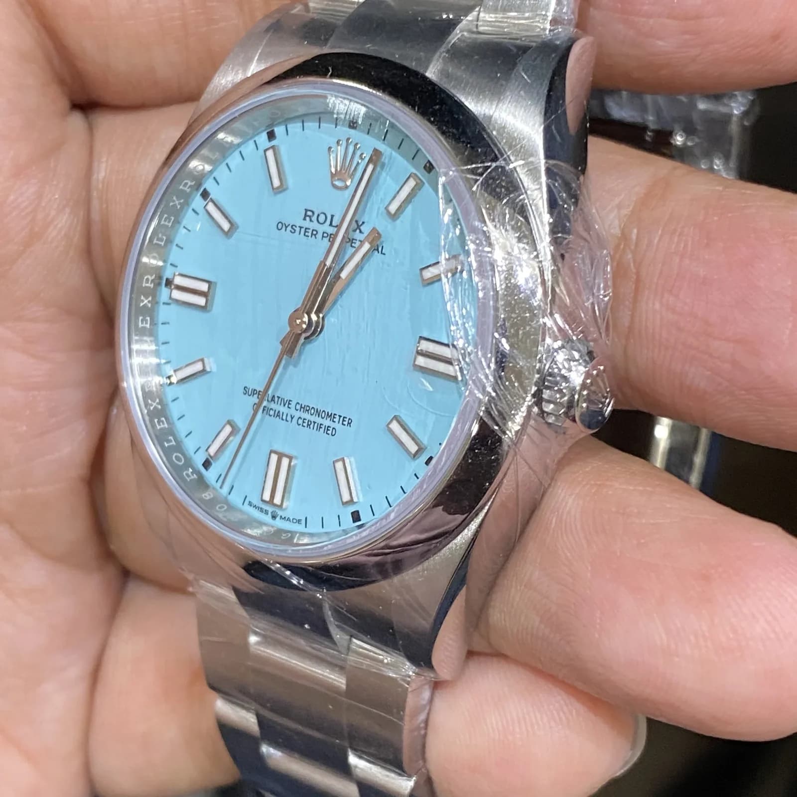 Thumb Oyster Perpetual 36 Stainless Steel / Turquoise