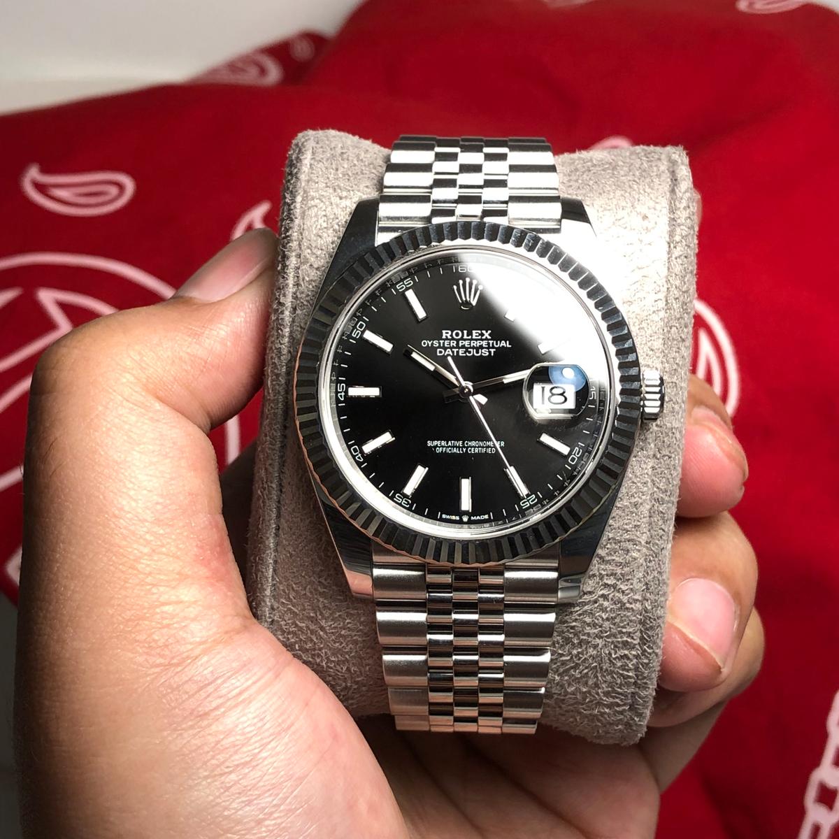 Thumb Datejust 41 Stainless Steel Fluted / Jubilee / Black