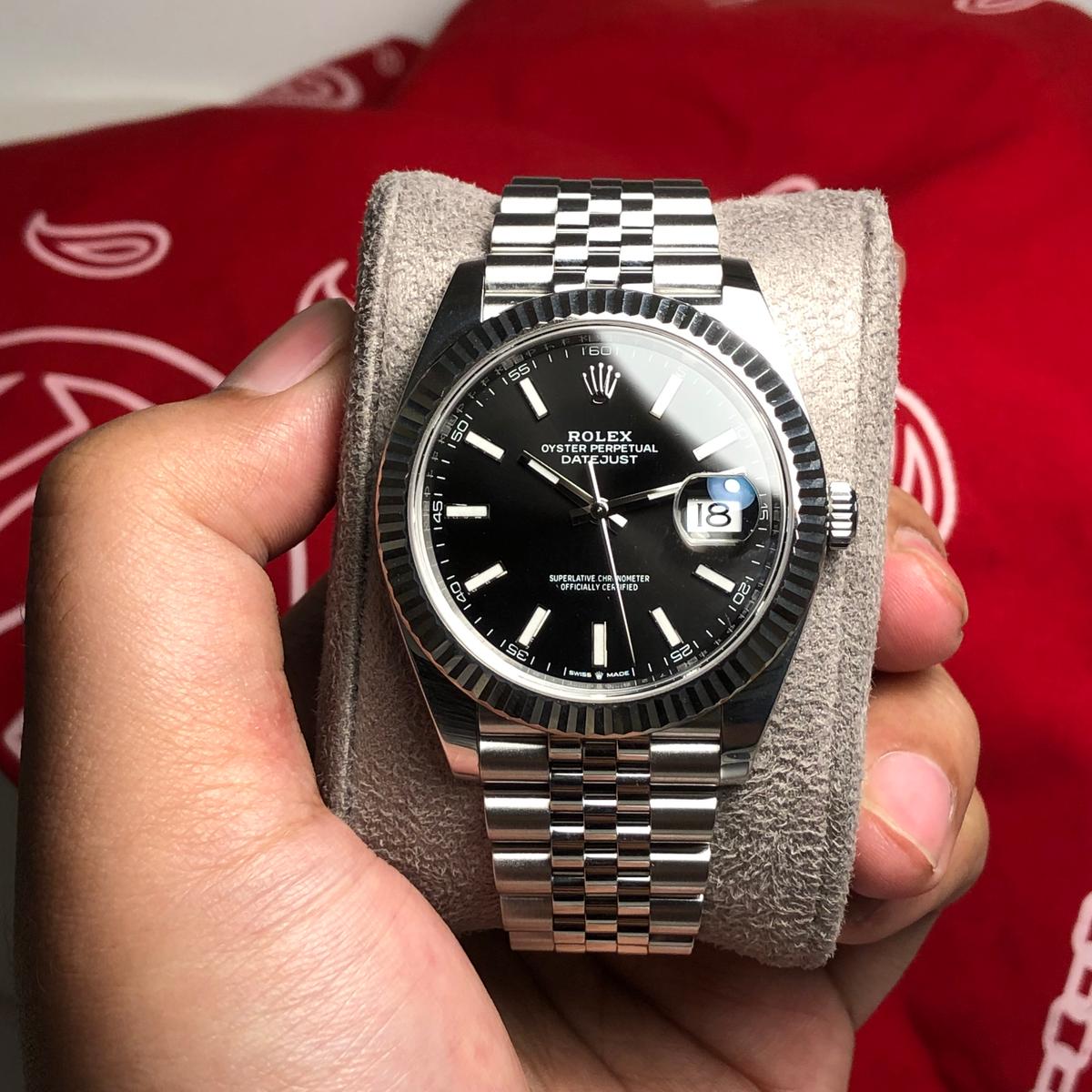 Thumb Datejust 41 Stainless Steel Fluted / Jubilee / Black