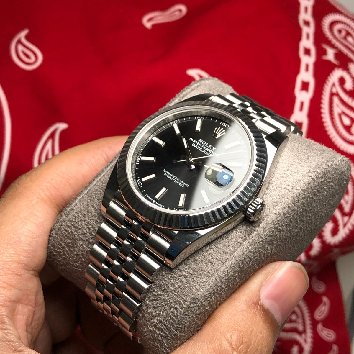 Thumb Datejust 41 Stainless Steel Fluted / Jubilee / Black