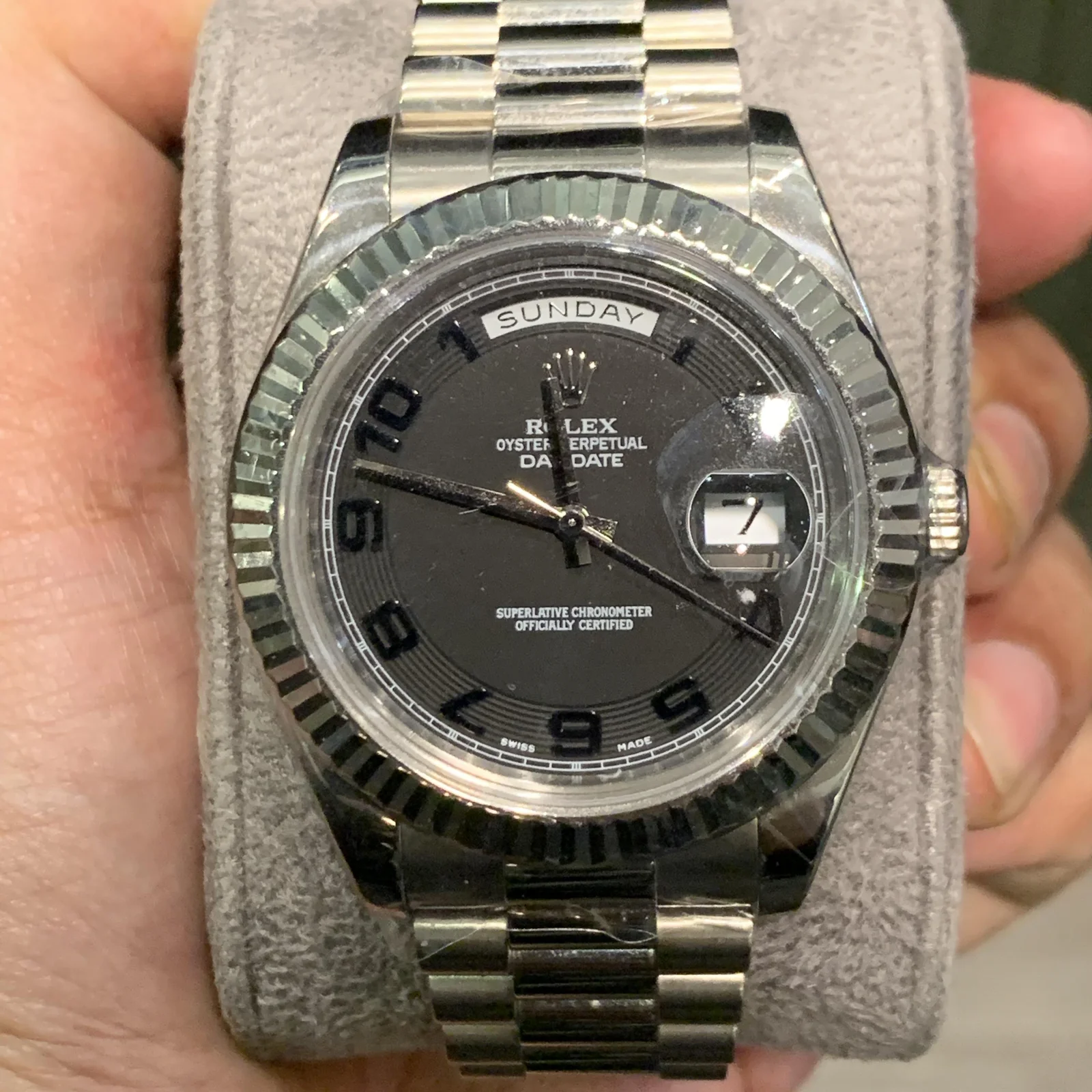 Thumb Day-Date II White Gold Black Concentric