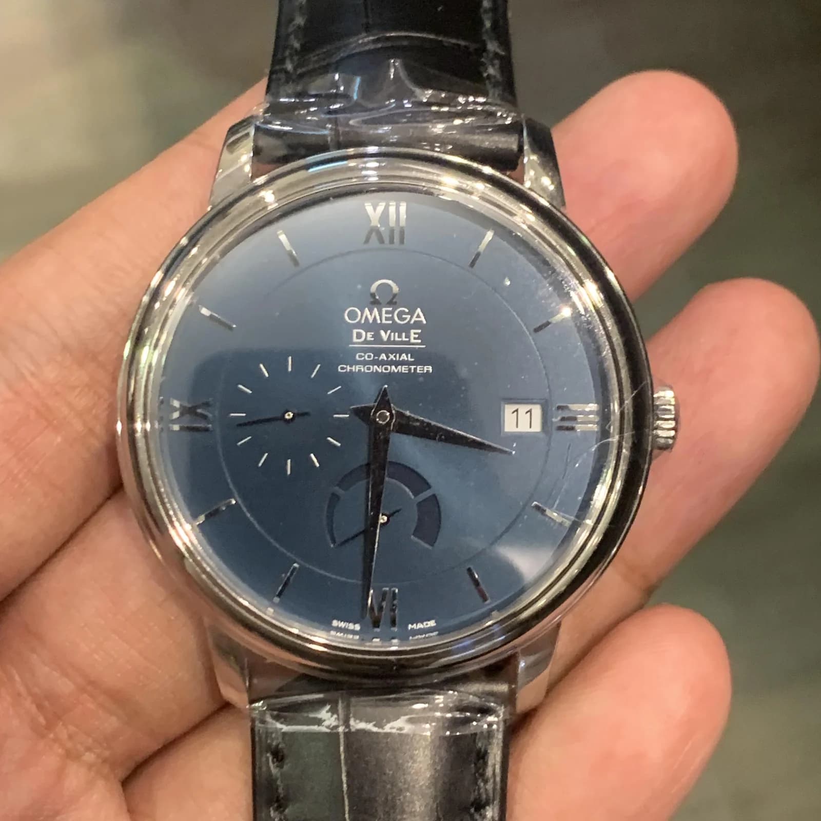 Thumb De Ville Prestige Co-Axial 39.5 Power Reserve Stainless Steel / Blue