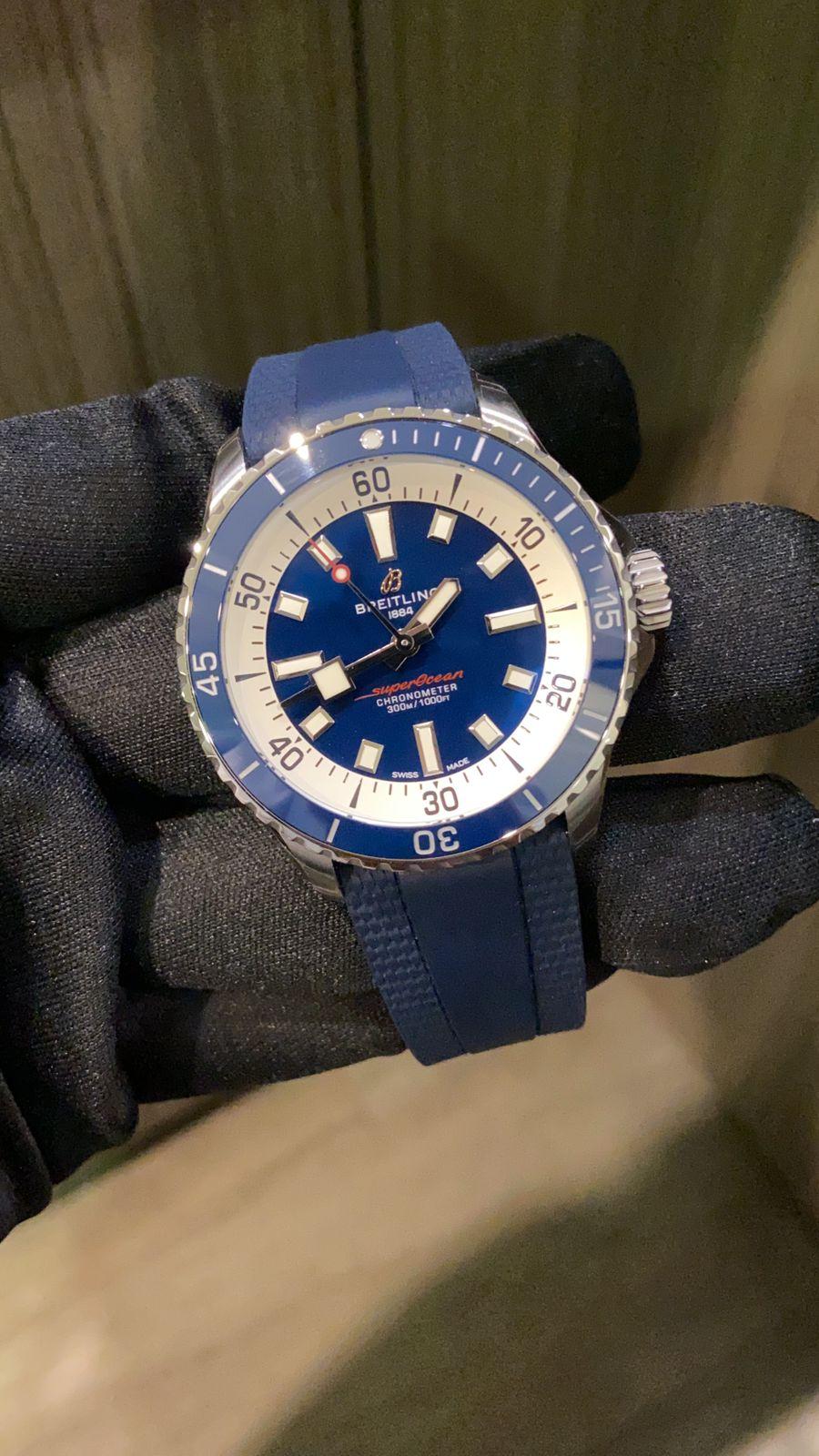 Thumb Superocean Heritage II B20 Automatic 44 Stainless Steel / Blue / Rubber / Folding