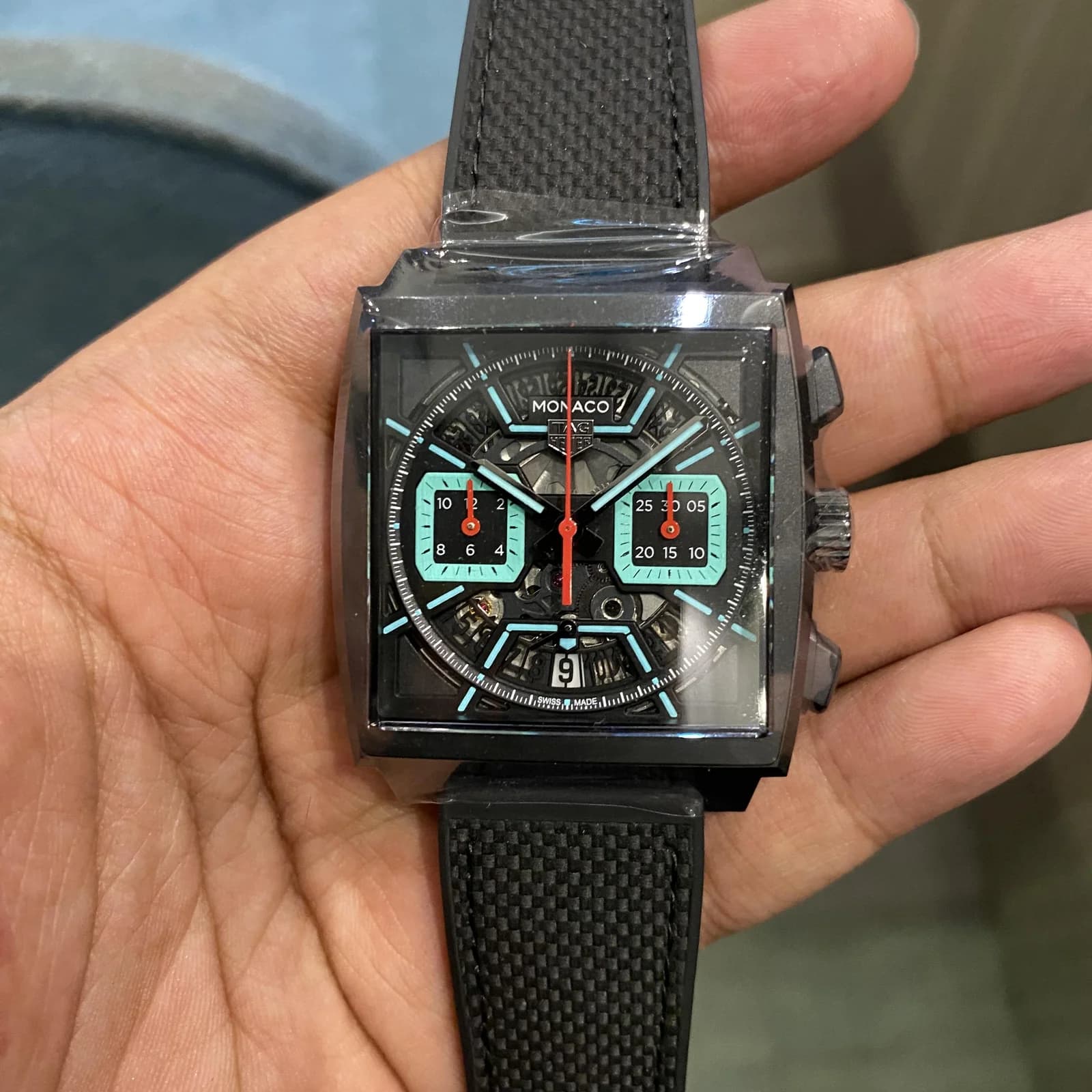 Thumb Monaco Calibre Heuer 02 Titanium DLC / Skeleton - Turquoise