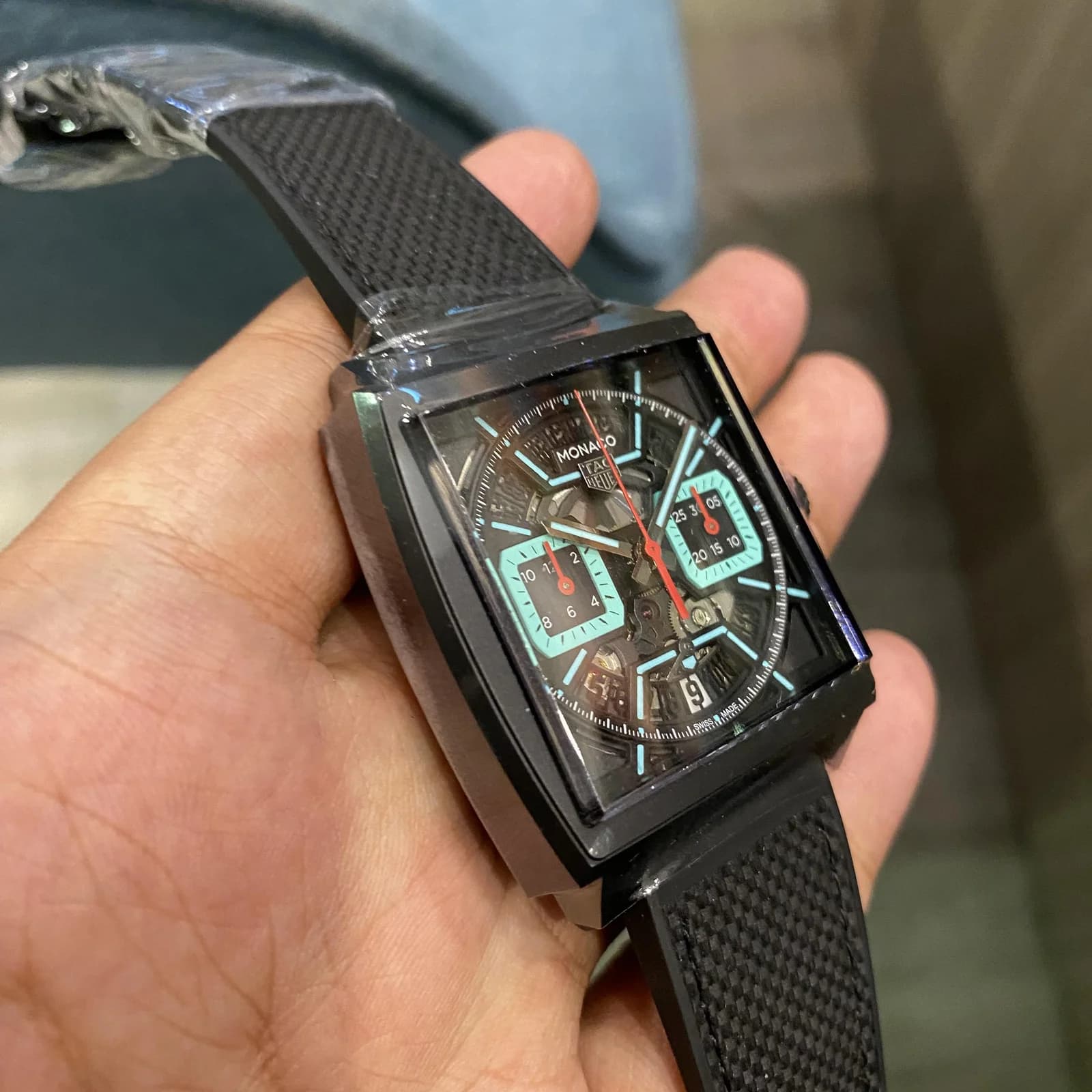 Thumb Monaco Calibre Heuer 02 Titanium DLC / Skeleton - Turquoise