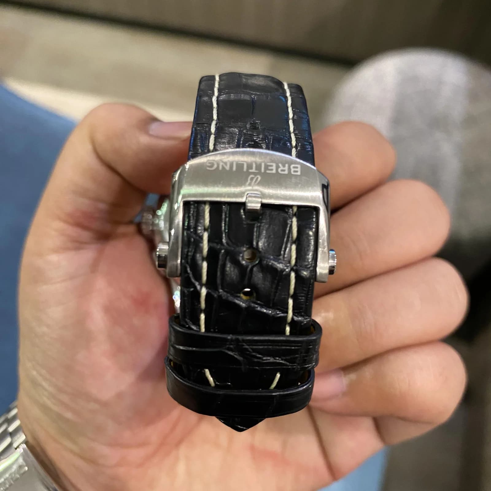 Thumb Premier B01 Chronograph 42 Stainless Steel / Silver / Croco / Pin