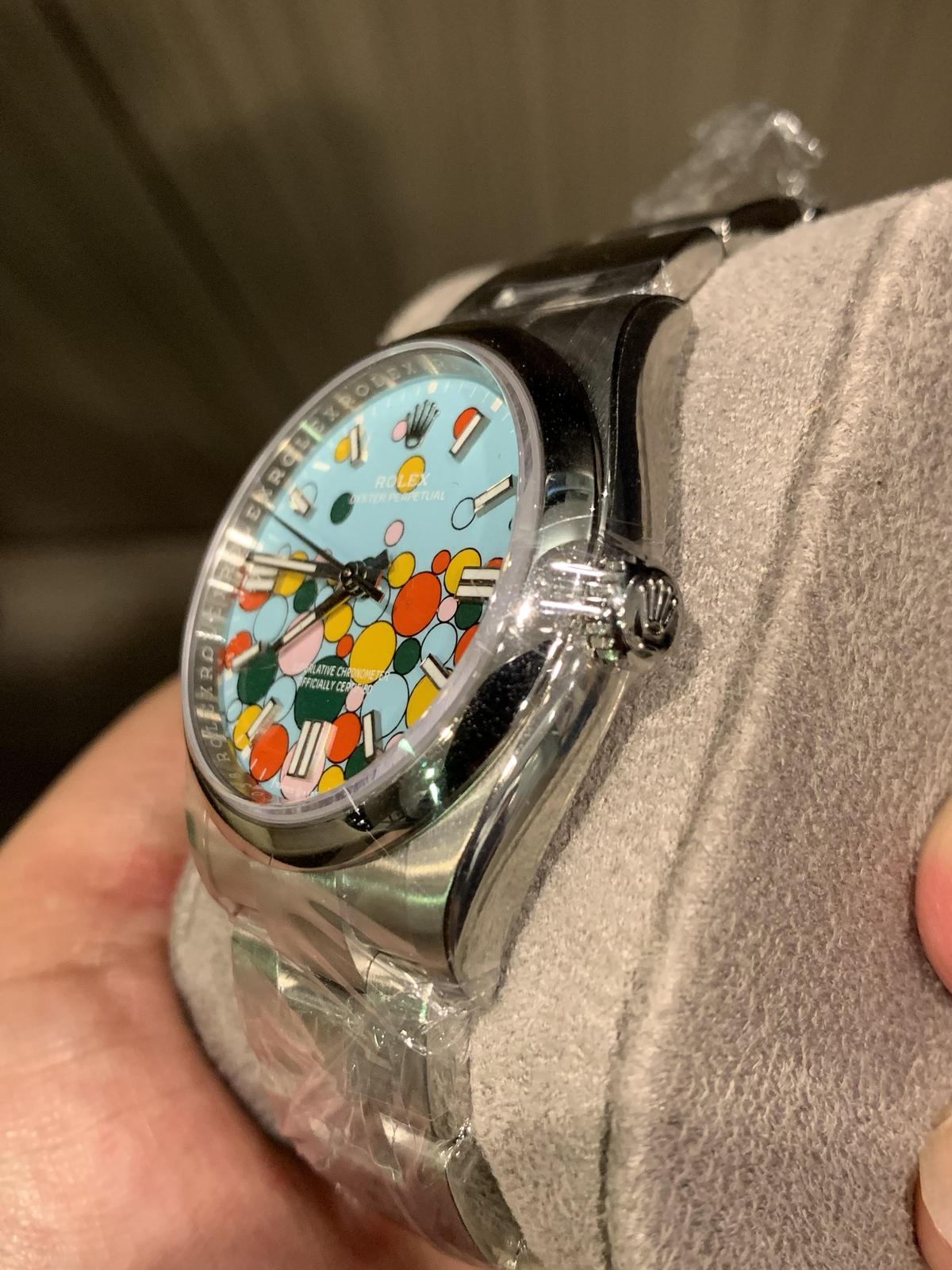 Thumb Oyster Perpetual 36 Stainless Steel / Turquoise Celebration