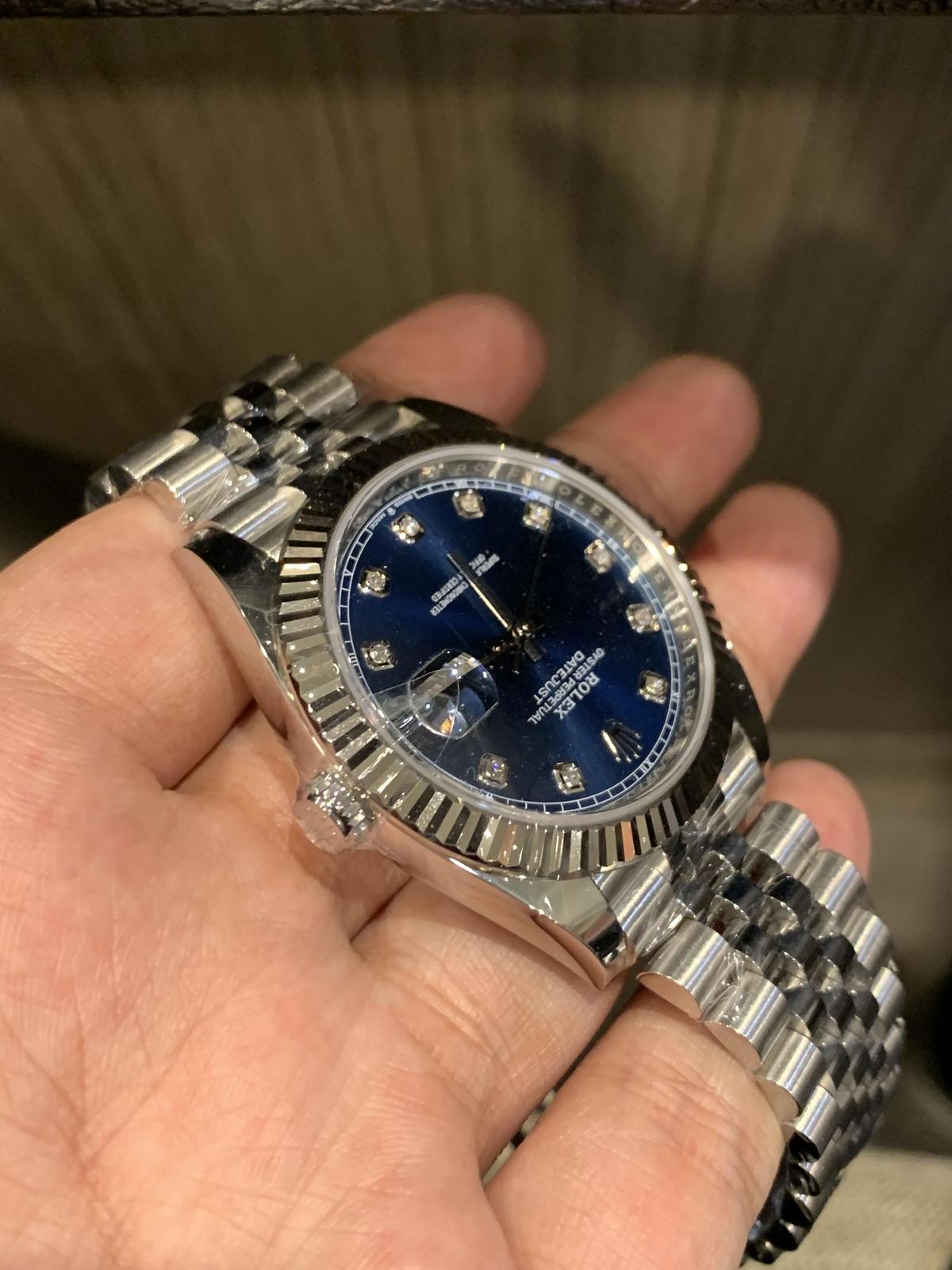 Thumb Datejust 41 Stainless Steel Fluted / Jubilee  / Blue - Diamond