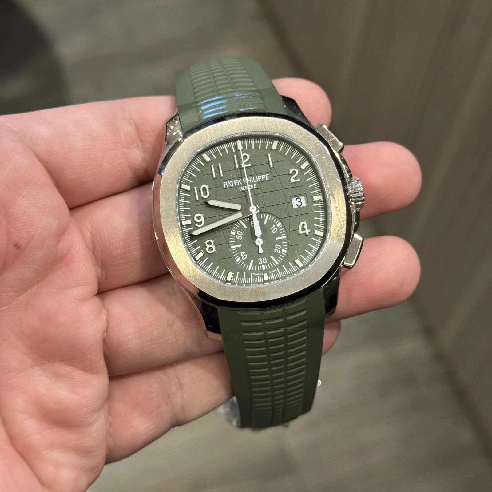 Thumb Aquanaut Chronograph 5968 White Gold / Green / Rubber