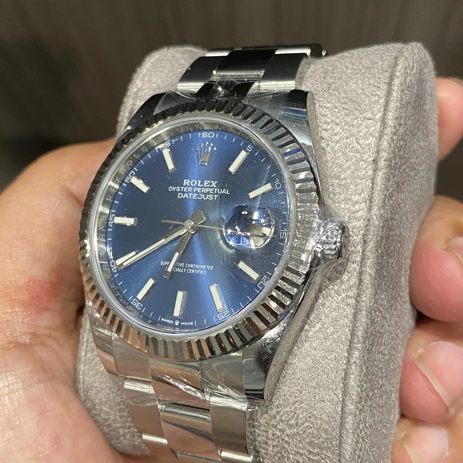 Thumb Datejust 41 Stainless Steel Fluted / Oyster / Blue