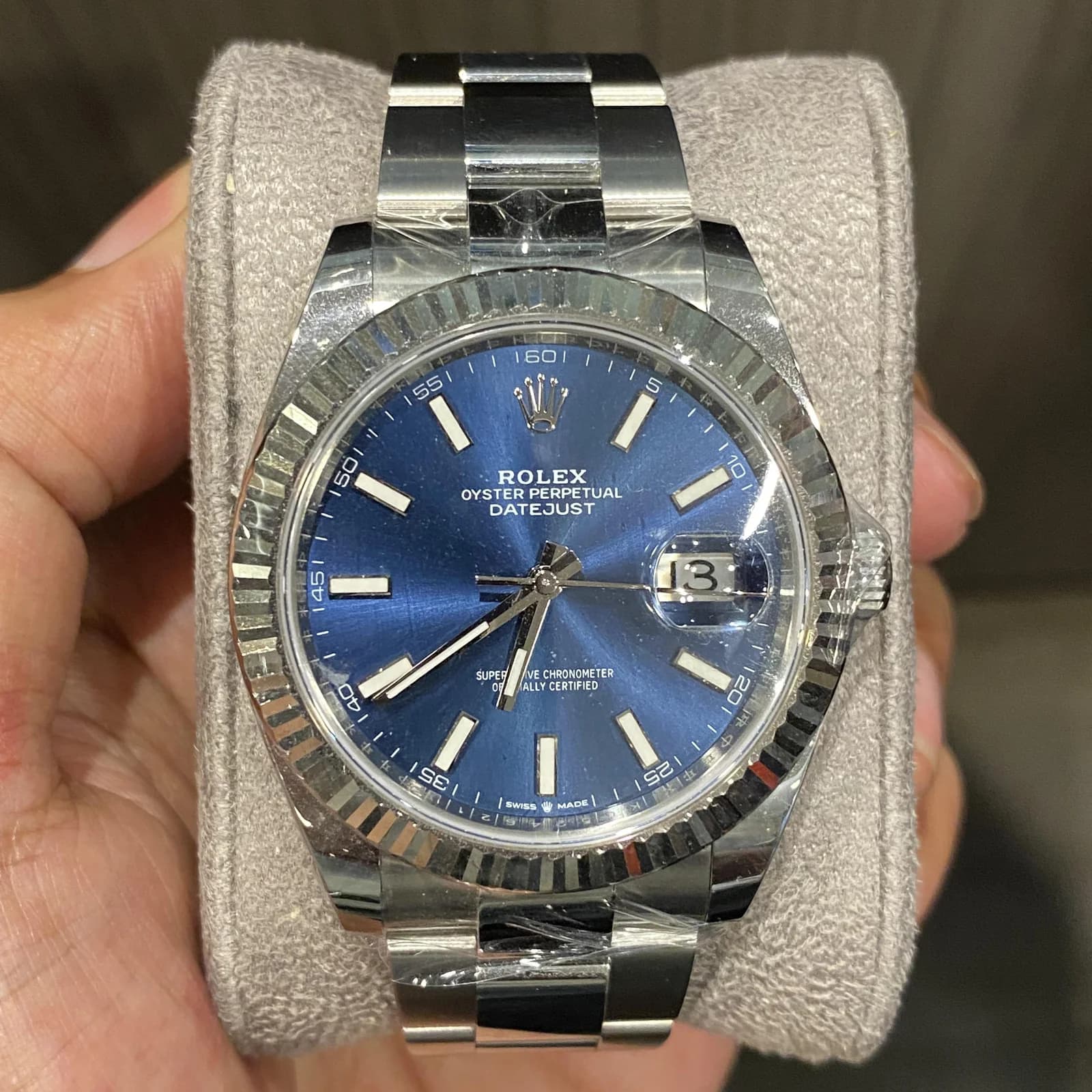 Thumb Datejust 41 Stainless Steel Fluted / Oyster / Blue