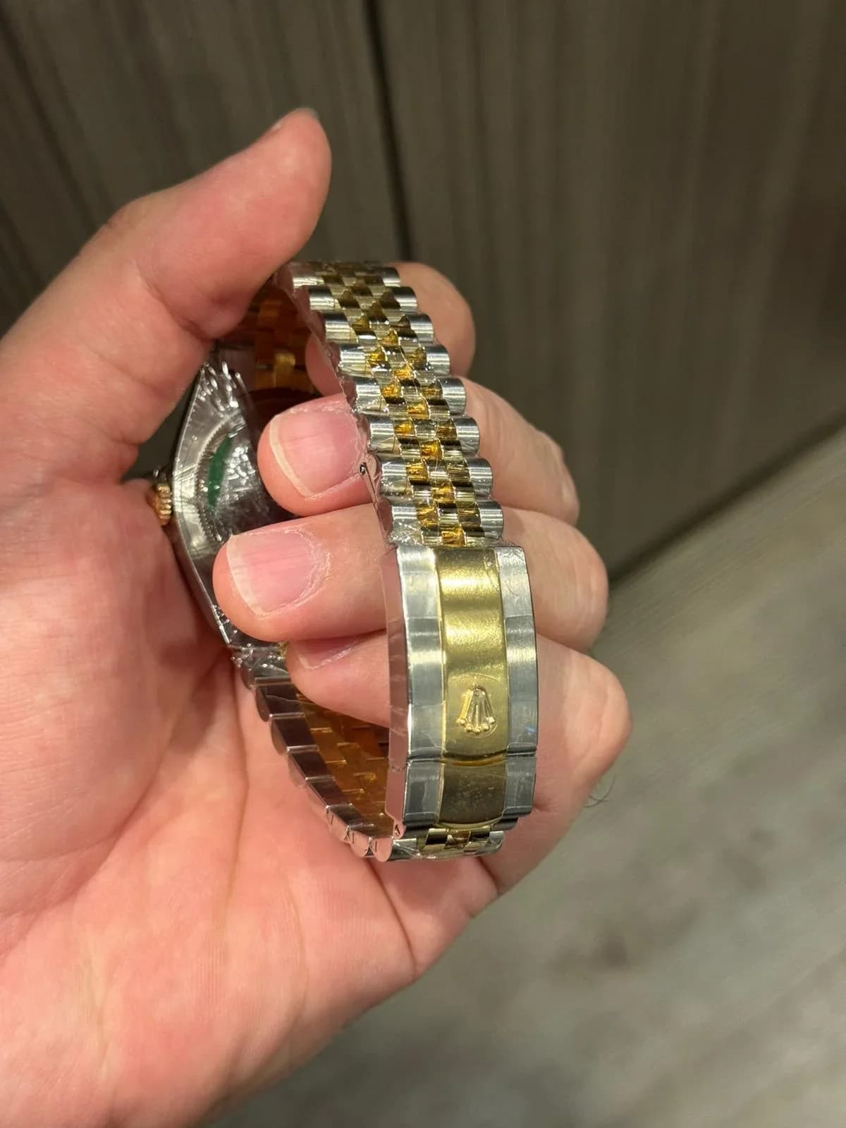 Thumb Datejust 36 Stainless Steel / Yellow Gold / Fluted / Olive Green Roman / Jubilee
