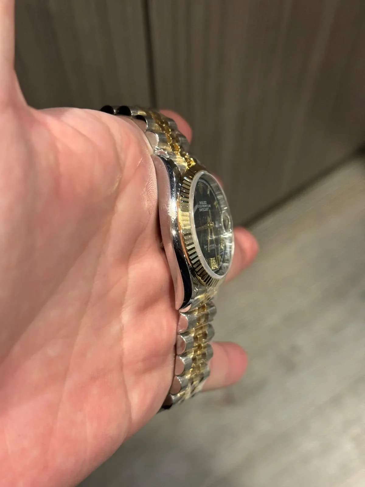 Thumb Datejust 36 Stainless Steel / Yellow Gold / Fluted / Olive Green Roman / Jubilee