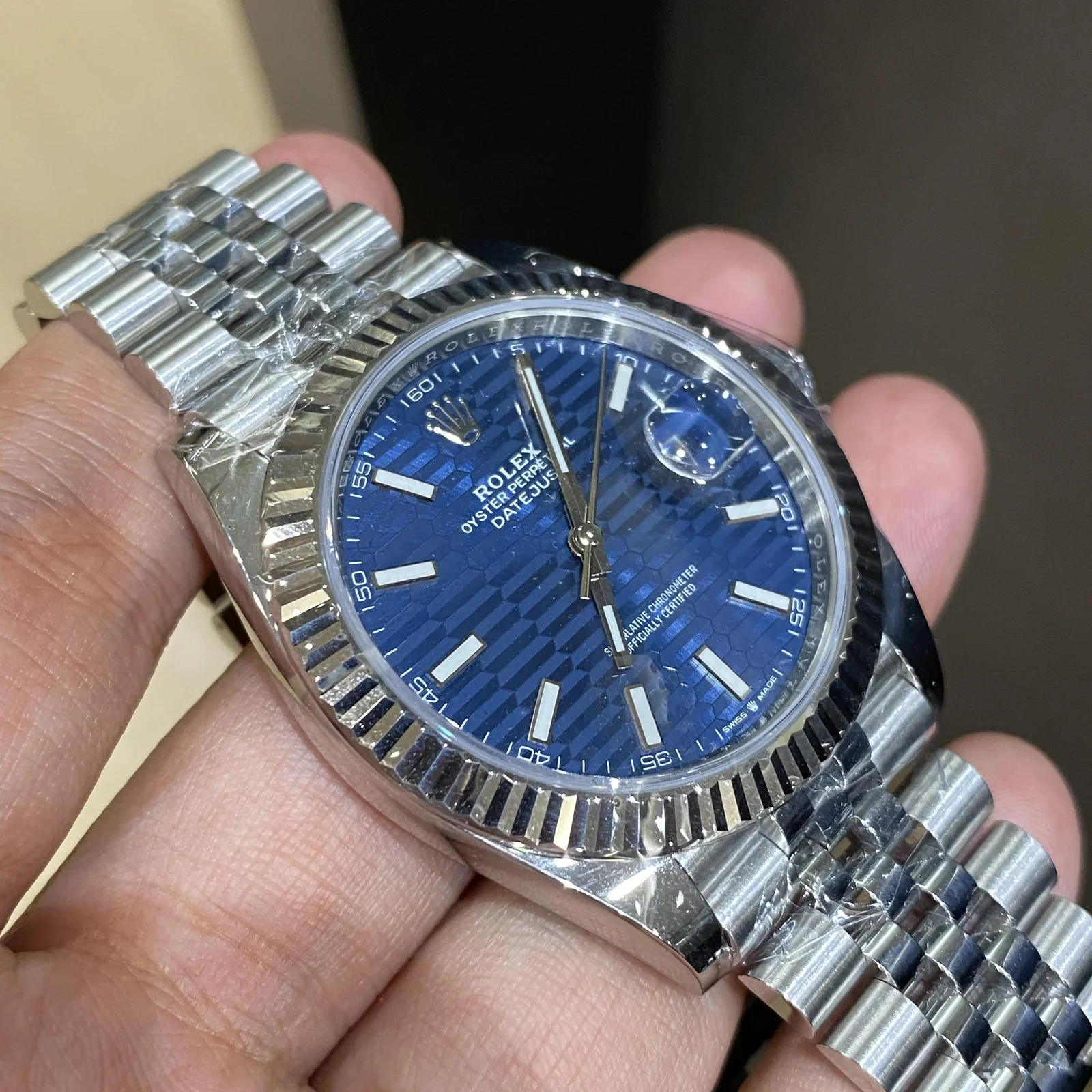 Thumb Datejust 41 Stainless Steel Fluted / Jubilee / Blue