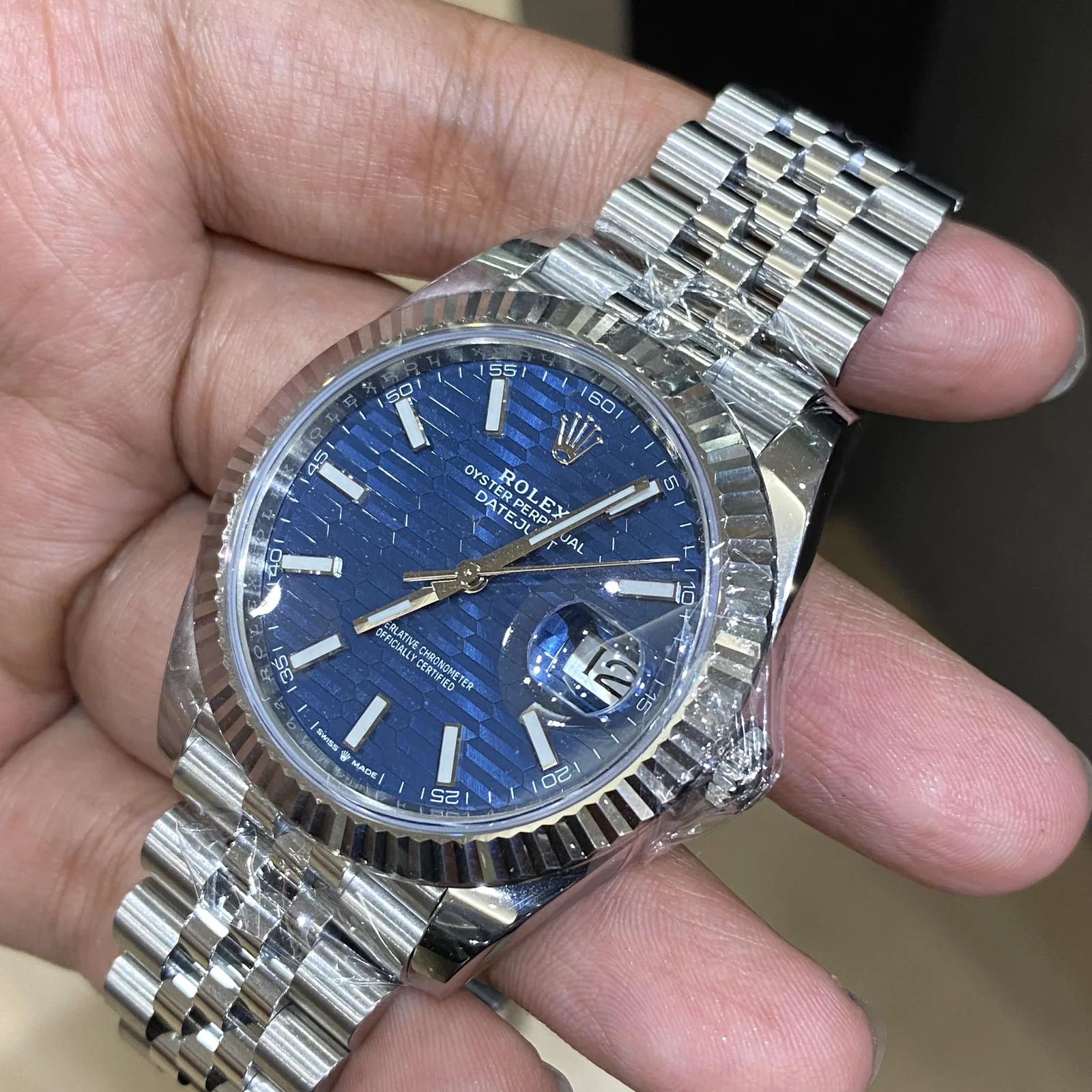 Thumb Datejust 41 Stainless Steel Fluted / Jubilee / Blue