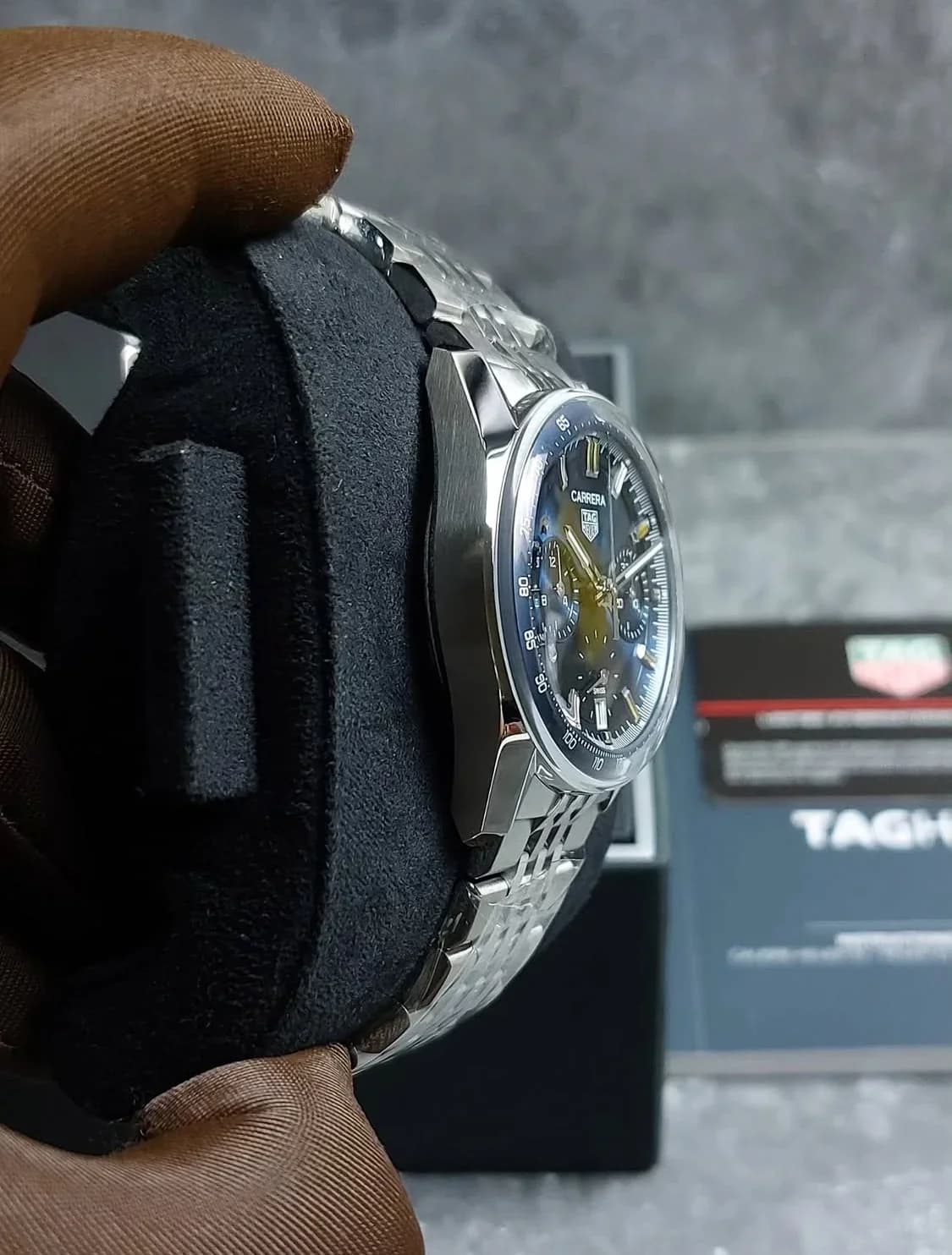Thumb Carrera Chronograph Glass Box Stainless Steel / Blue /Bracelet