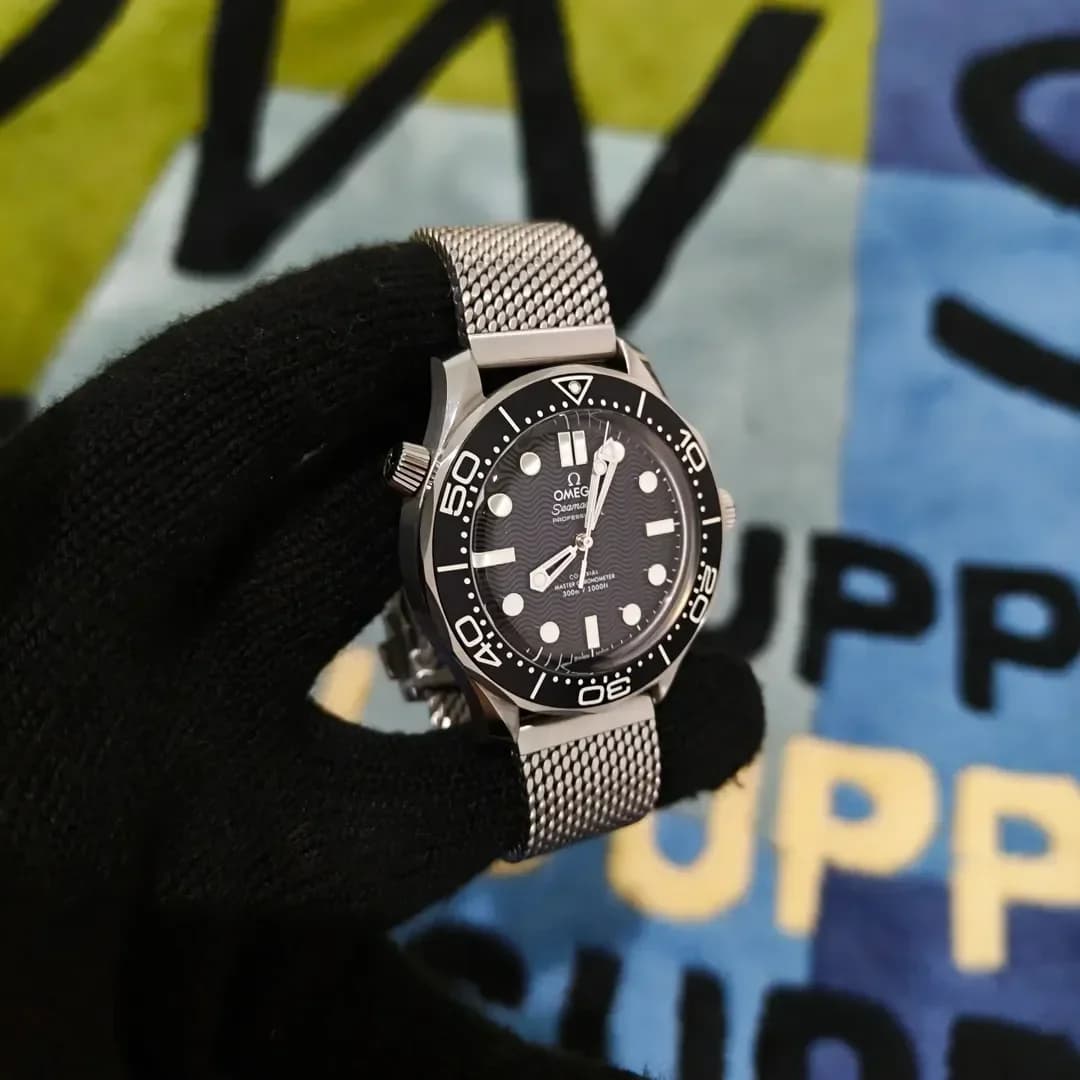 Thumb Seamaster Diver 300M Master Co-Axial 42 Stainless Steel / Black - Mesh