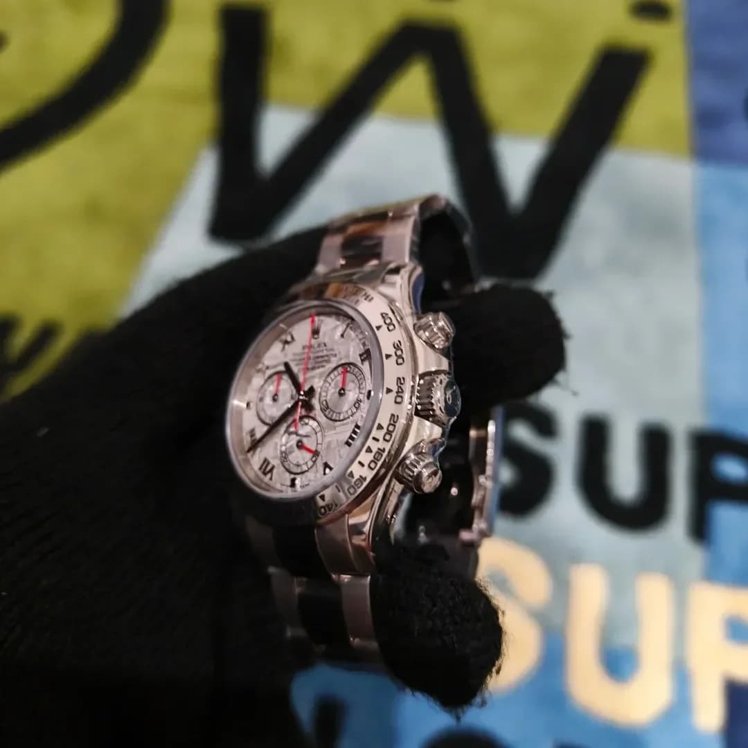 Thumb Daytona White Gold Strap Meteorite Roman