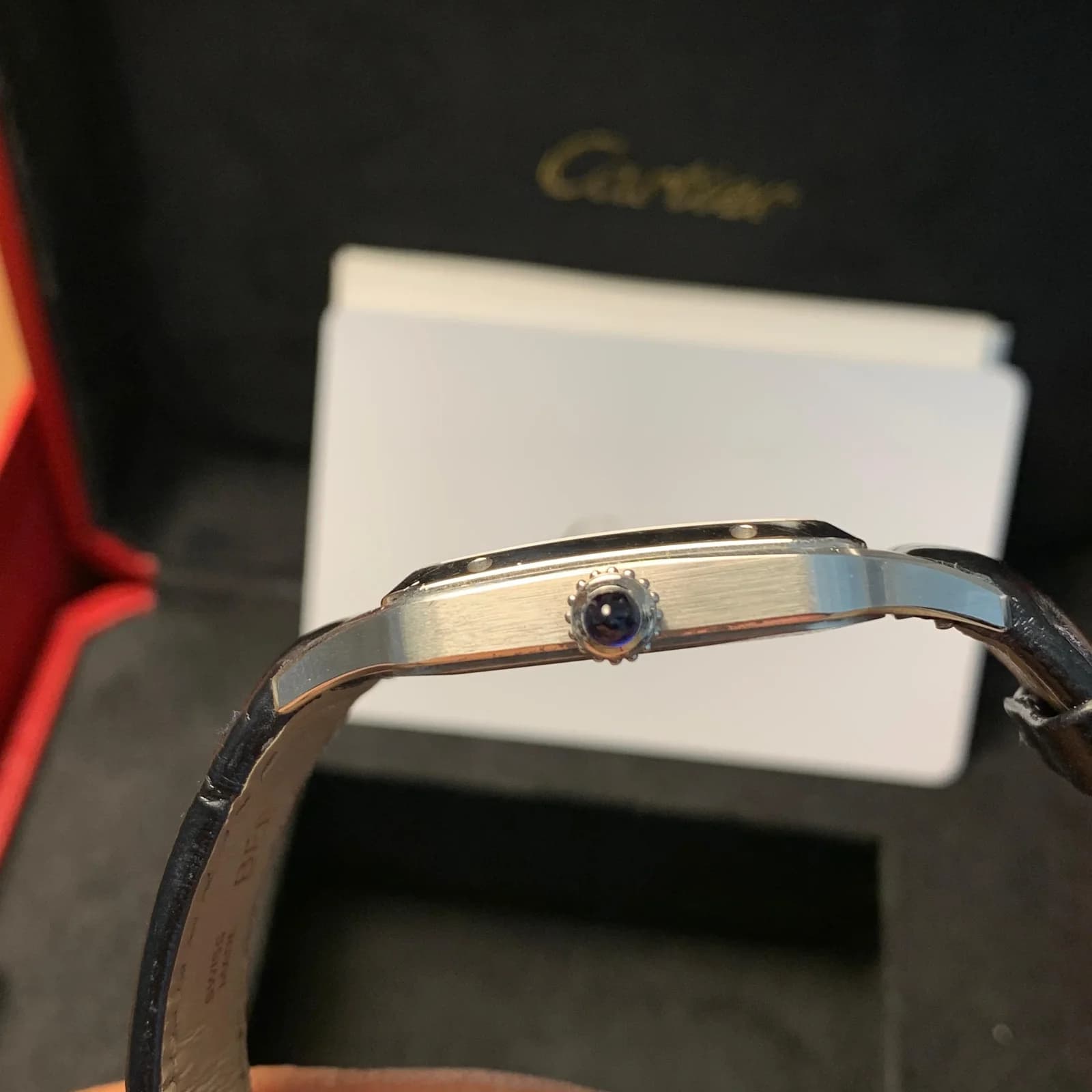 Thumb Santos Dumont Large / Blue Alligator Strap