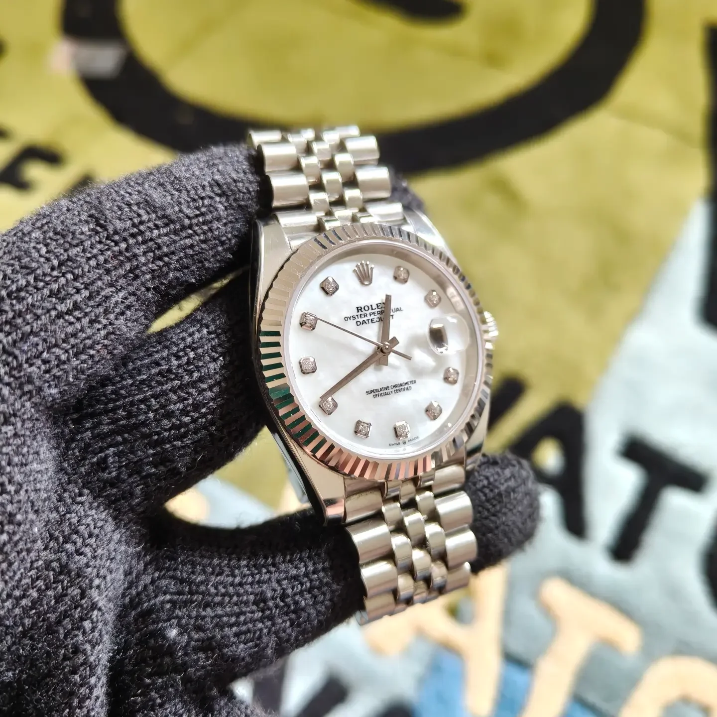 Thumb Datejust 41 Stainless Steel Fluted / Jubilee / MOP Diamond