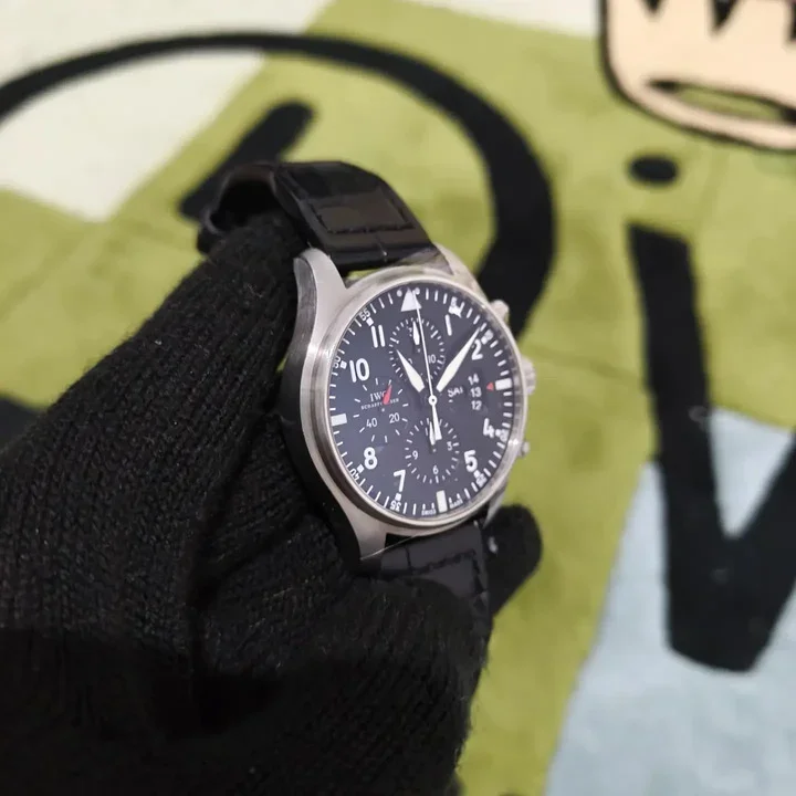 Thumb Pilot's Watch Chronograph Stainless Steel / Black / Strap