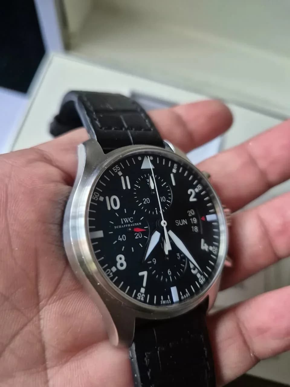 Thumb Pilot's Watch Chronograph Stainless Steel / Black / Strap