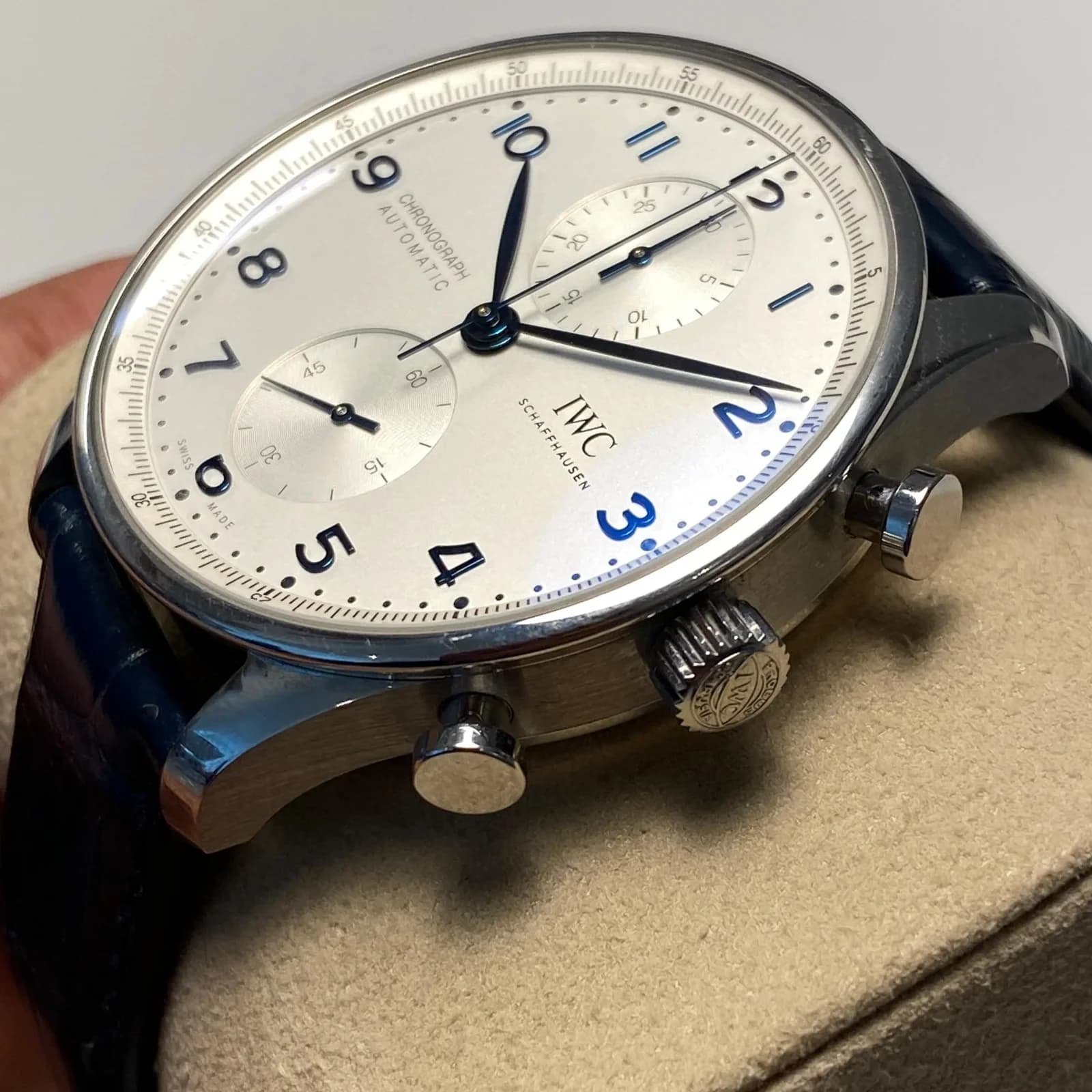 Thumb Portugieser Chronograph Stainless Steel / Silver - Blue