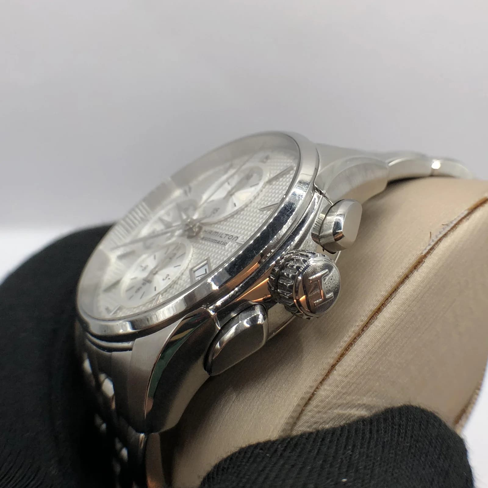Thumb Jazzmaster Automatic Chronograph 42 Stainless Steel / Silver / Bracelet