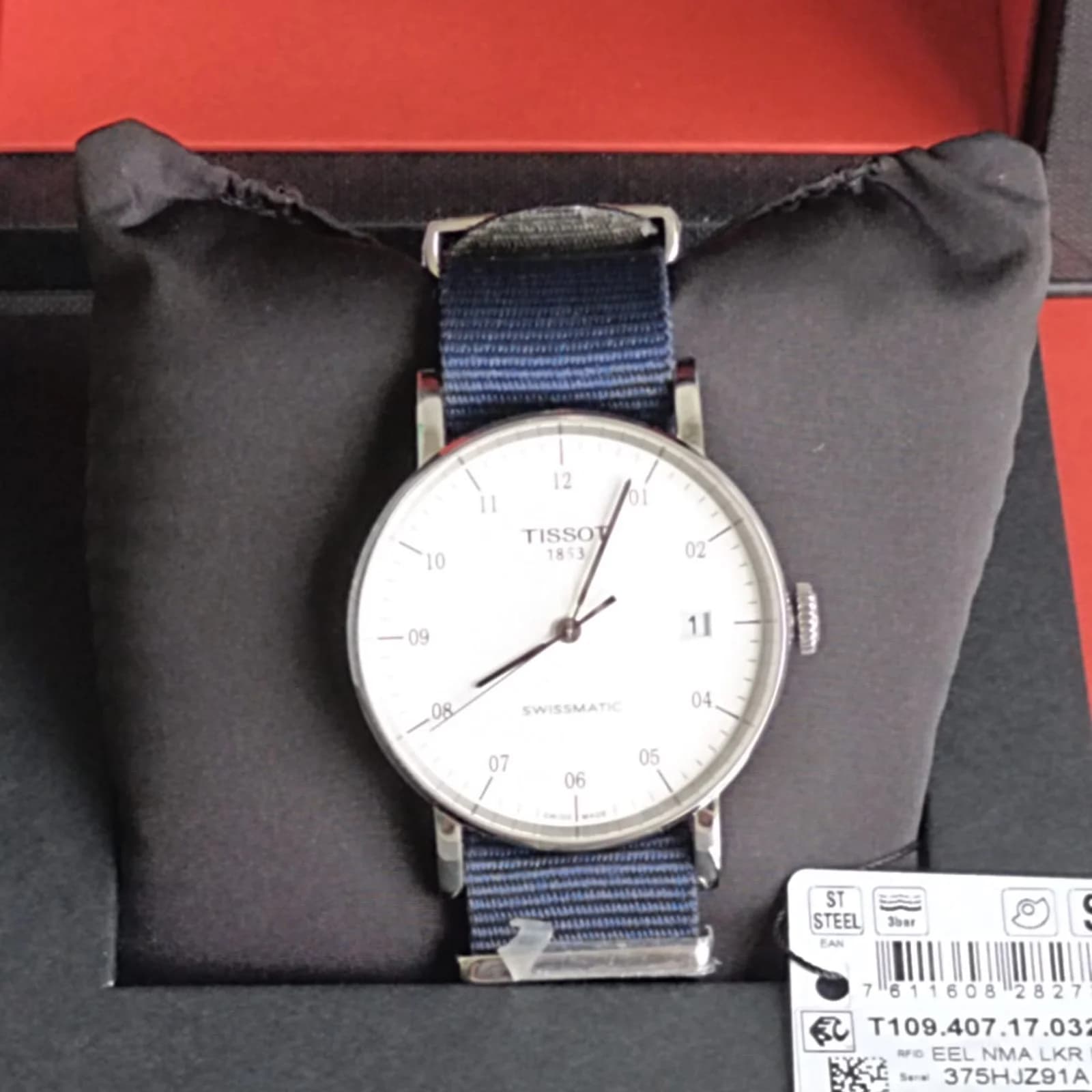 Thumb Everytime Swissmatic  Silver Dial Blue Nylon Strap