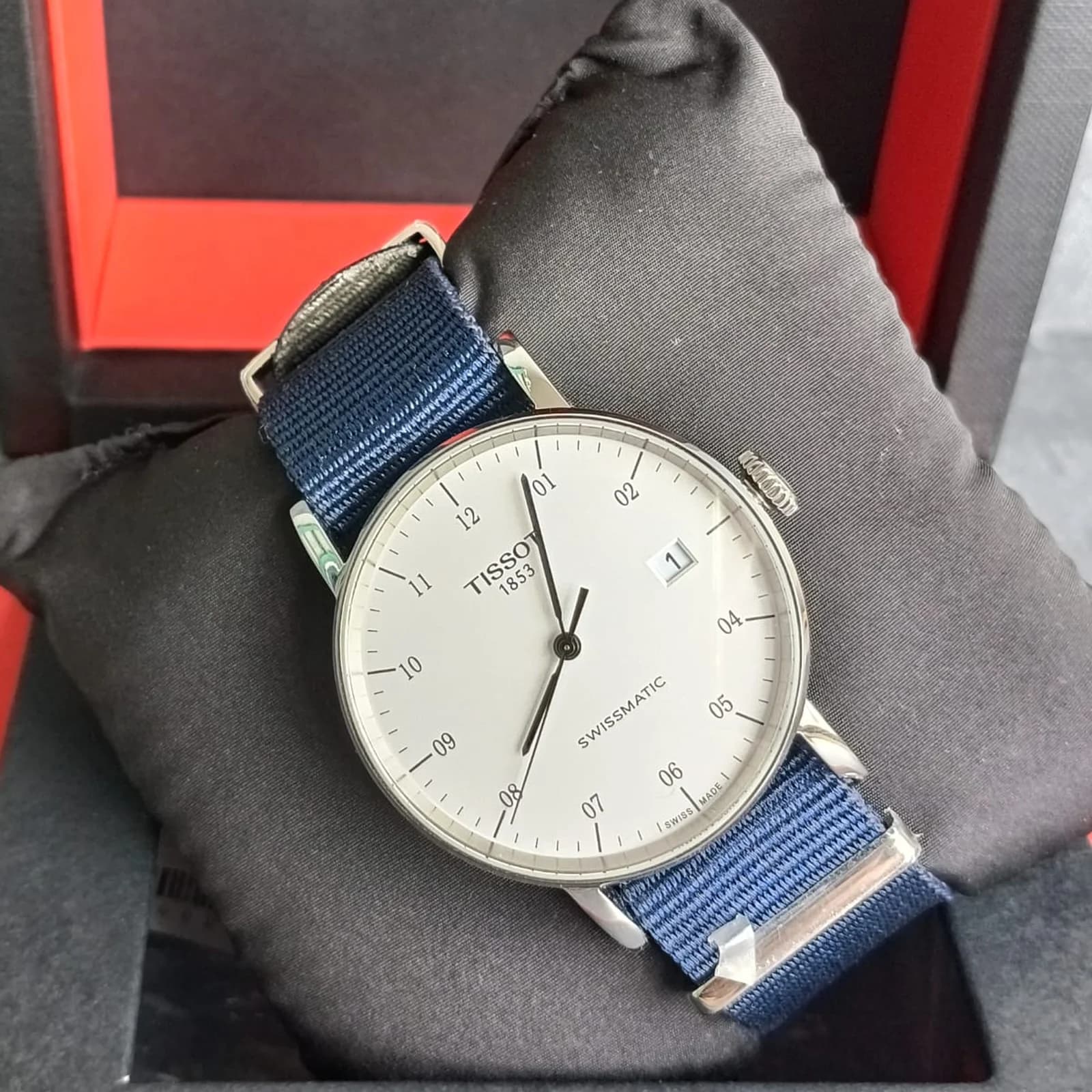 Thumb Everytime Swissmatic  Silver Dial Blue Nylon Strap