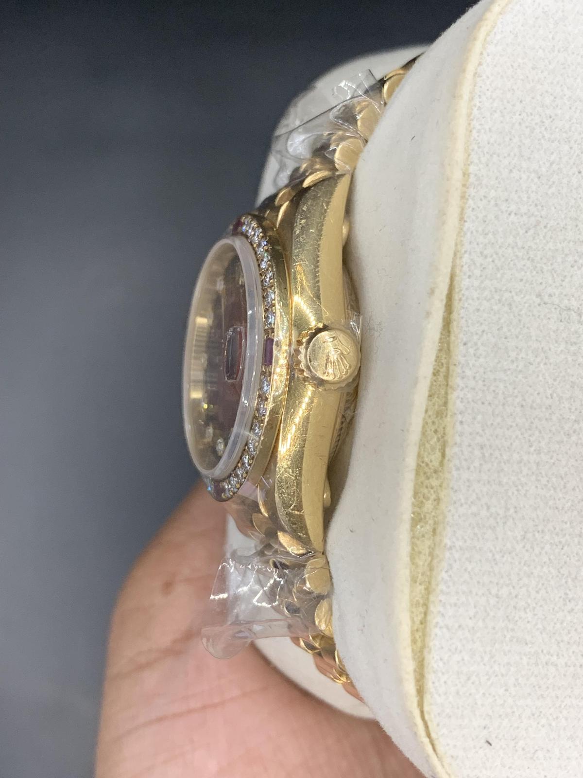 Thumb Datejust 26 Full Yellowgold Red Vignette Factory Ruby Diamond Bezel