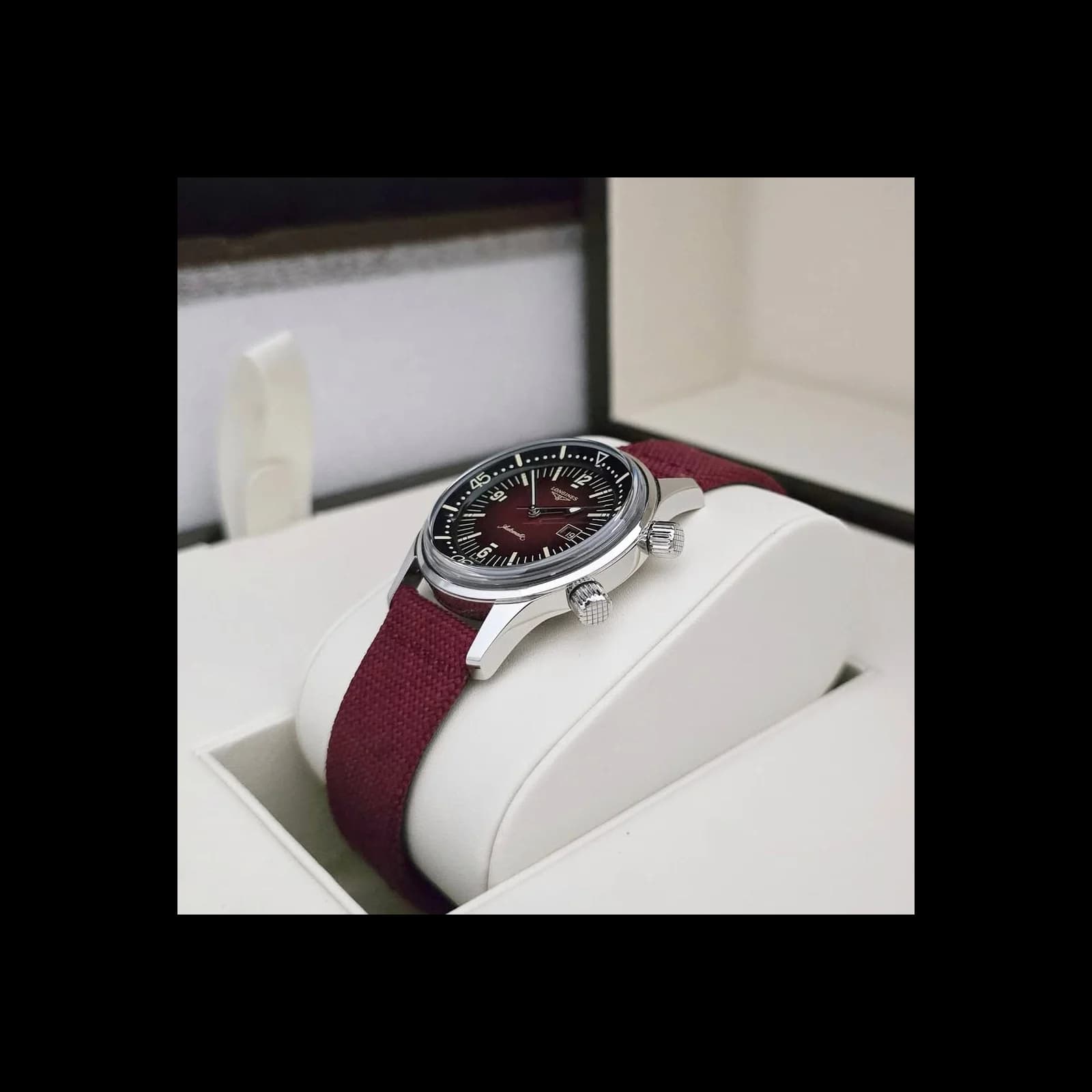 Thumb Legend Diver 36 Stainless Steel / Burgundy / Strap