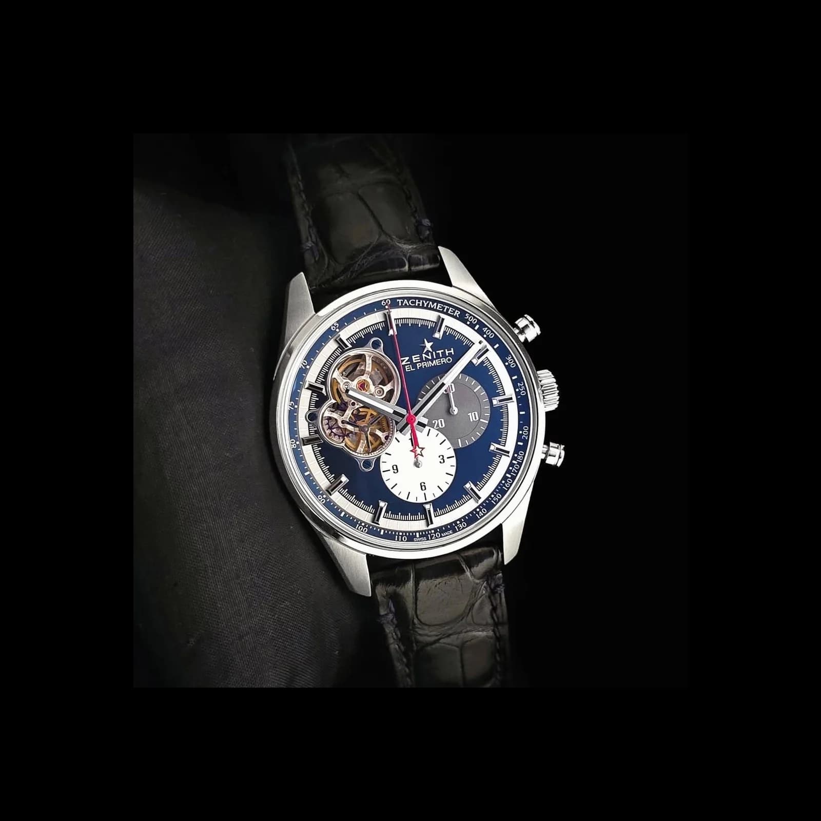 Thumb El Primero Chronomaster Open Stainless Steel / Blue 1969 / Alligator
