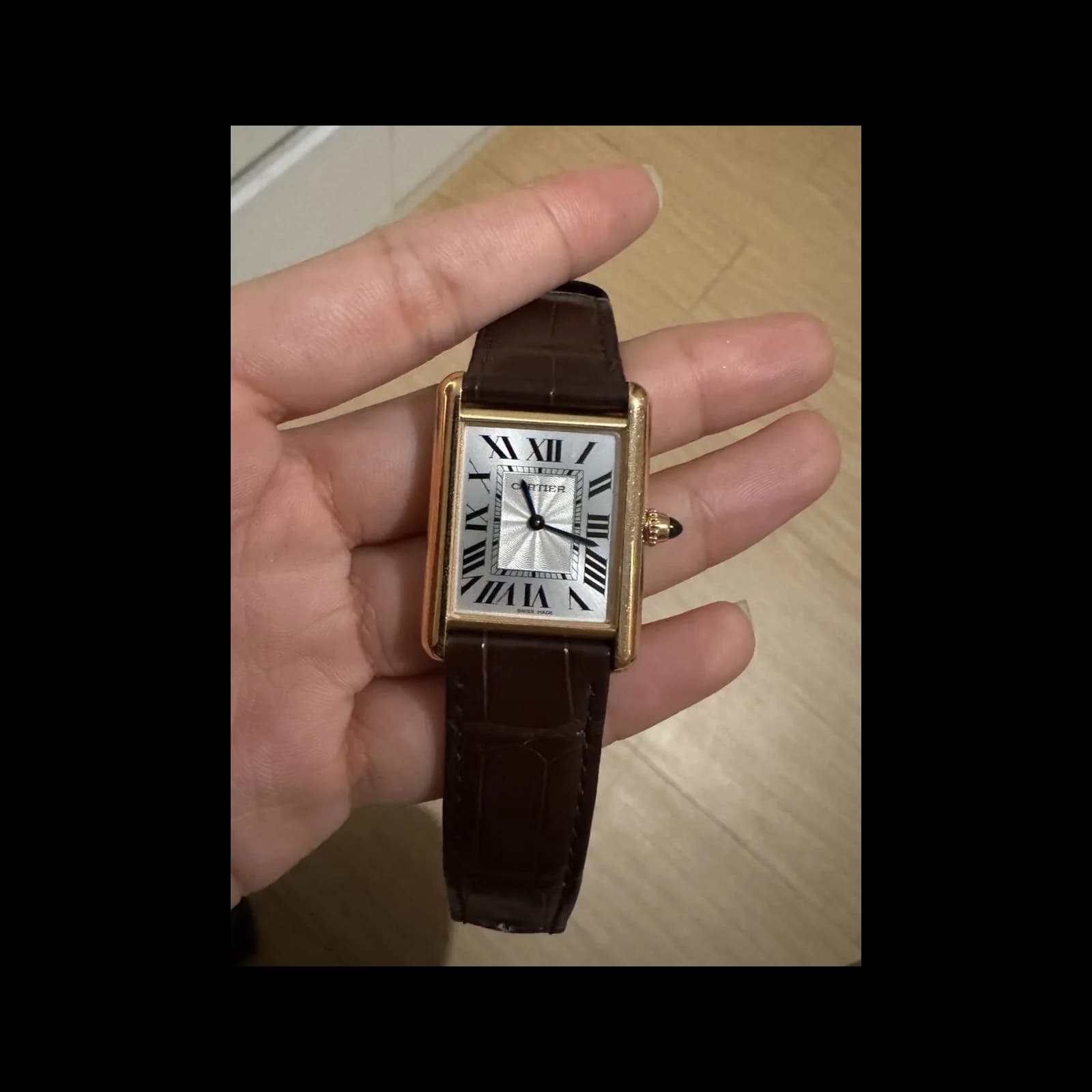 Thumb Tank Louis Cartier Large Manual Rose Gold / Silver