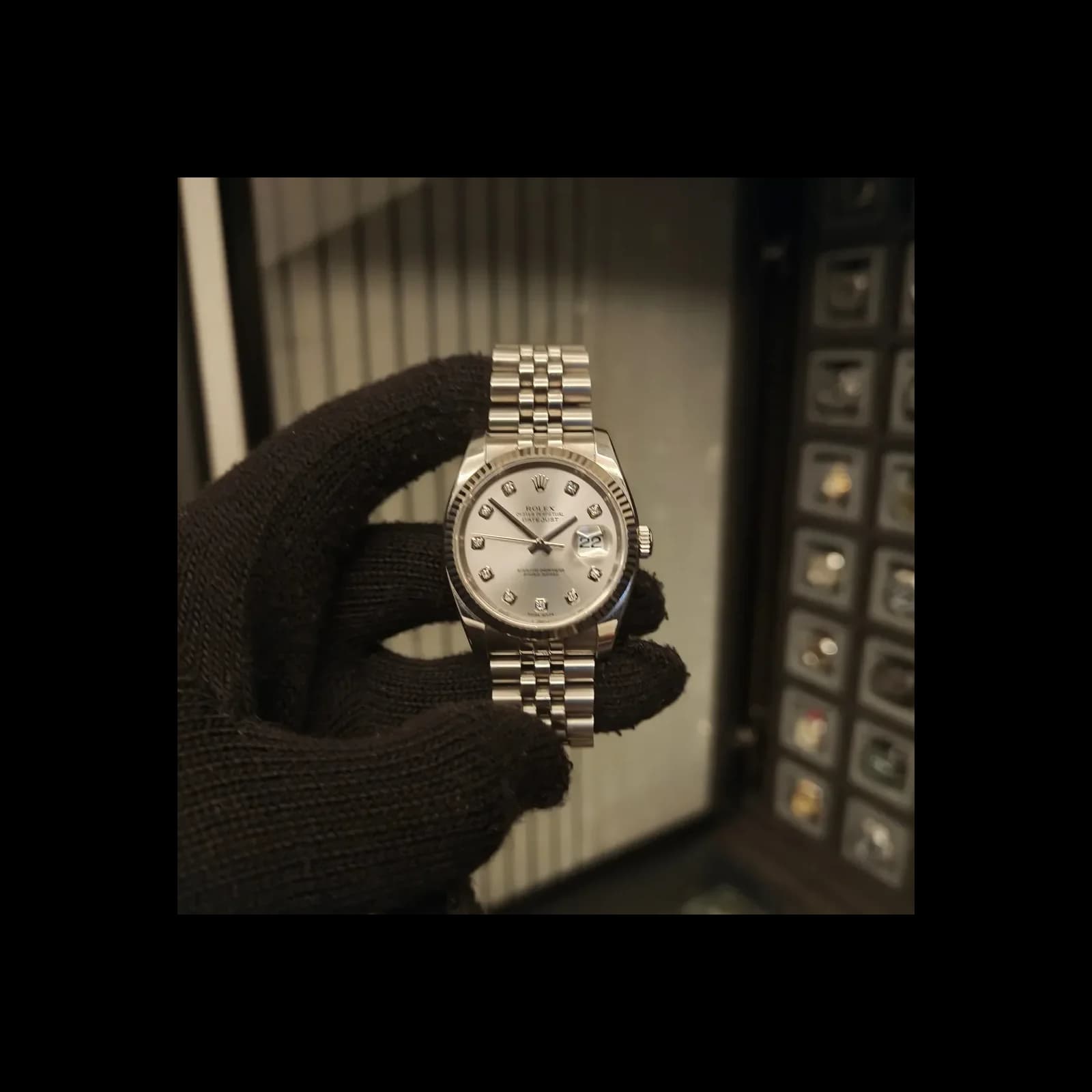 Thumb Datejust 36 Stainless Steel Fluted / Jubilee / Silver Diamond