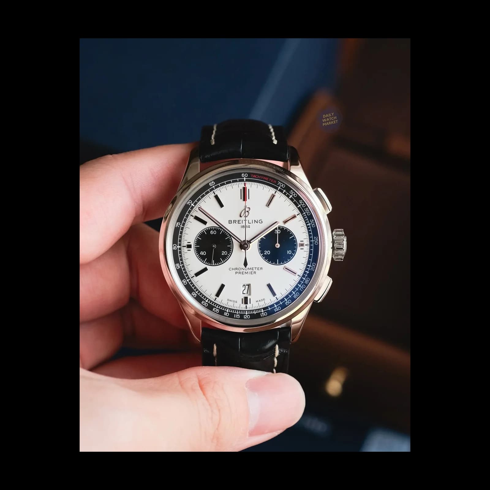 Thumb Premier B01 Chronograph 42 Stainless Steel / Silver / Croco / Folding