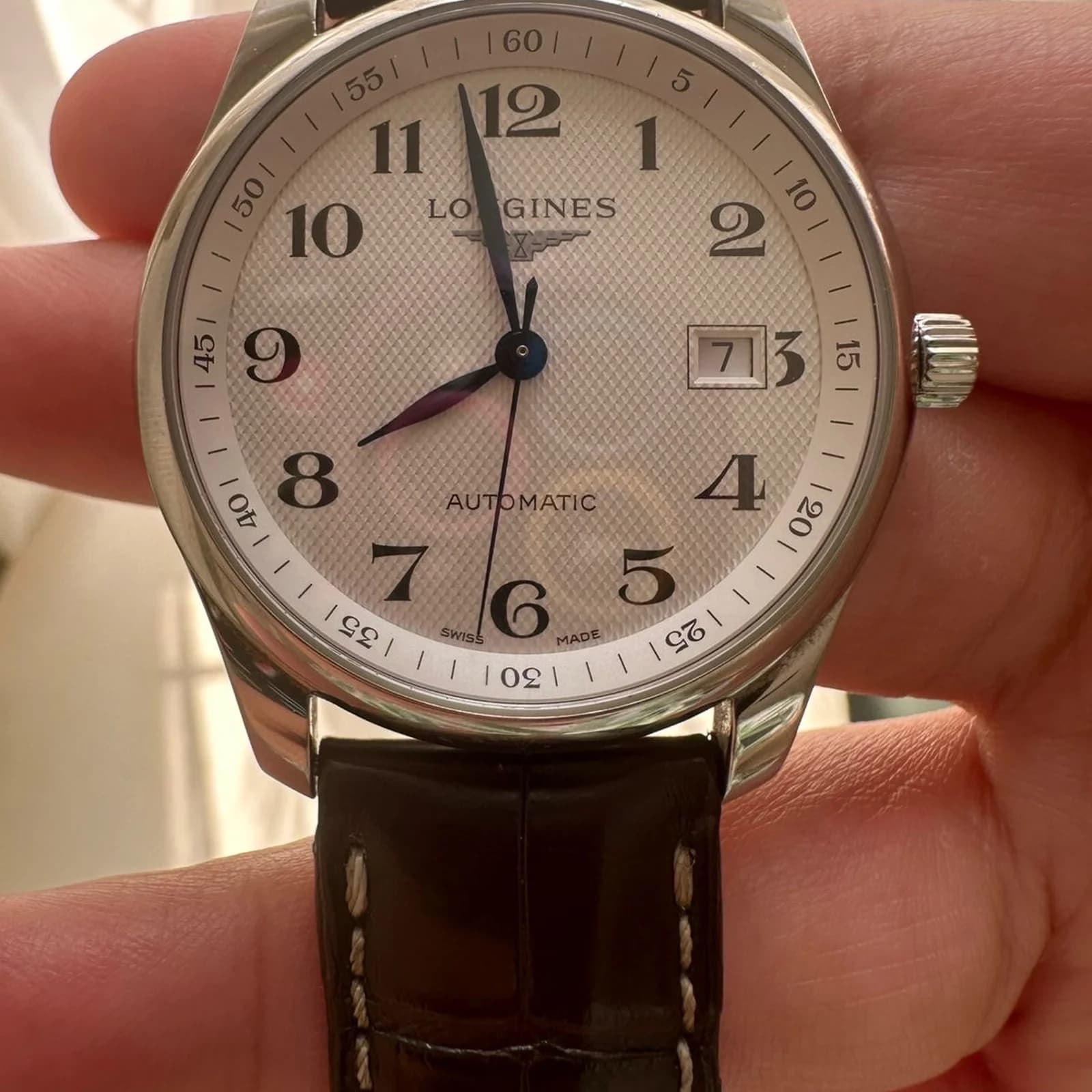 Thumb Master Collection 40 Date Stainless Steel / Silver-Arabic / Alligator