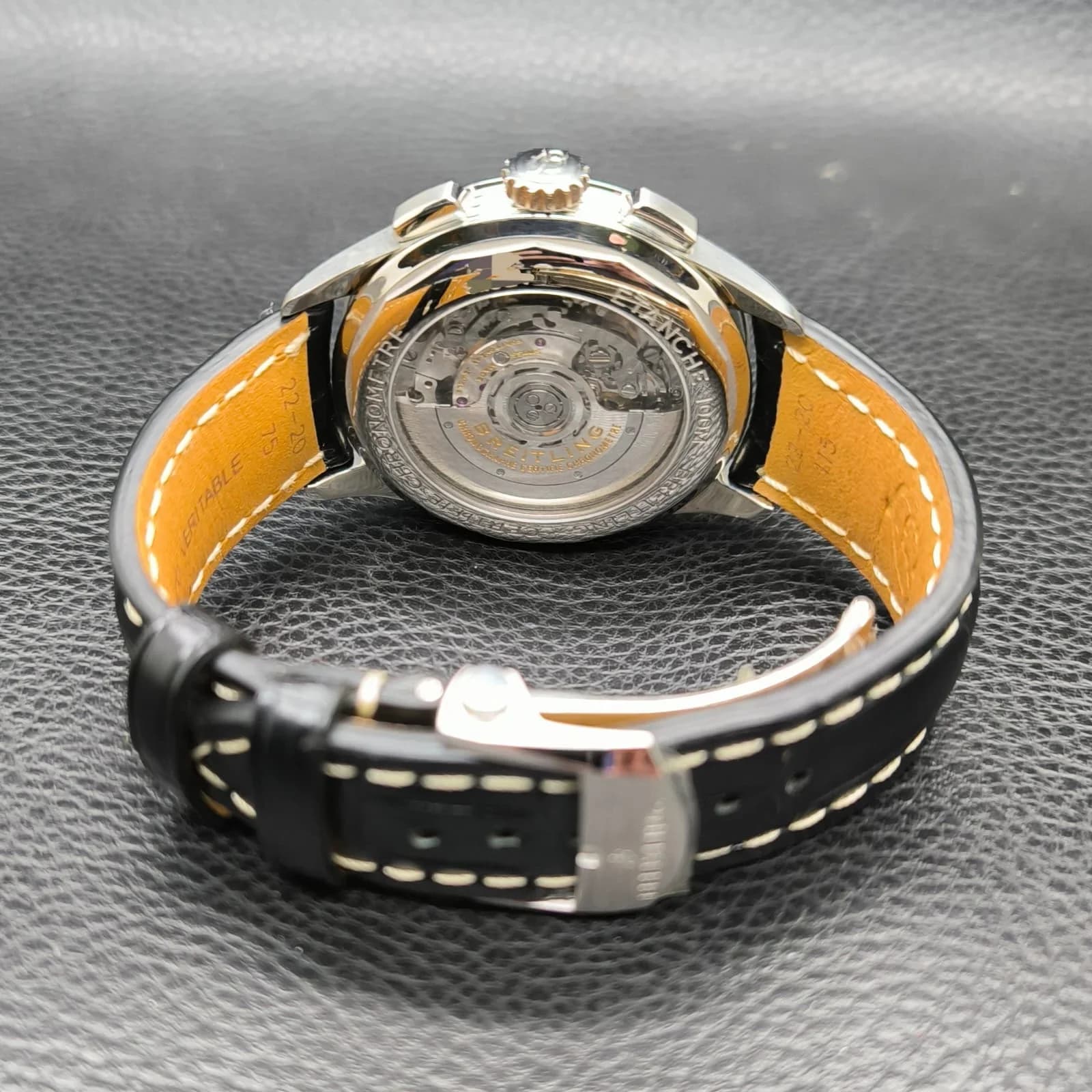 Thumb Premier B01 Chronograph 42 Stainless Steel / Silver / Croco / Folding