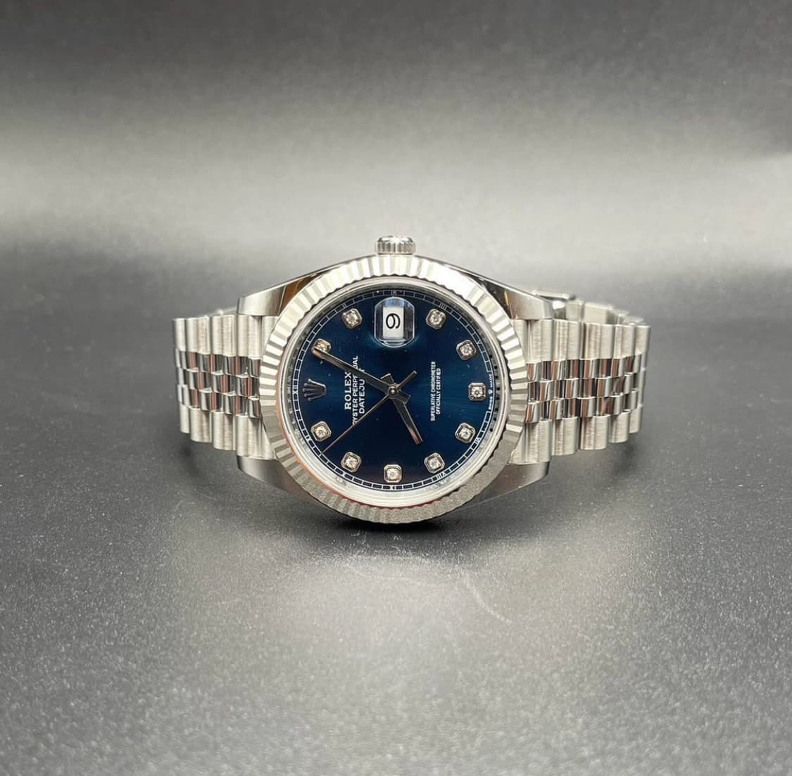 Jual Rolex Datejust 41 Stainless Steel Fluted Jubilee Blue Diamond  126334-0016 Original