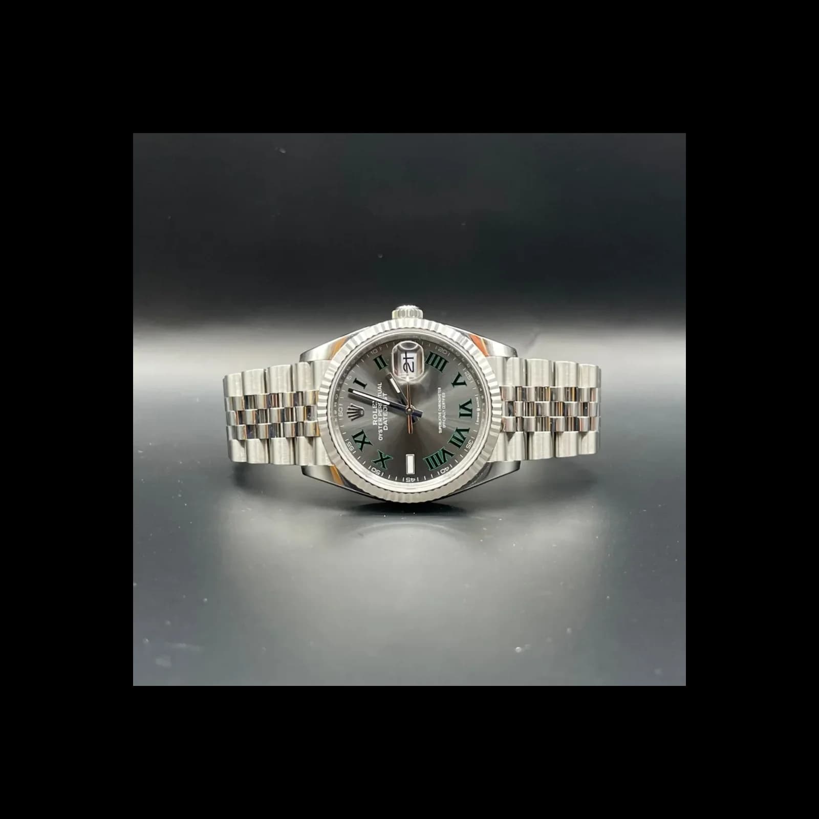 Thumb Datejust 36 Stainless Steel / Fluted / Slate - Roman / Jubilee
