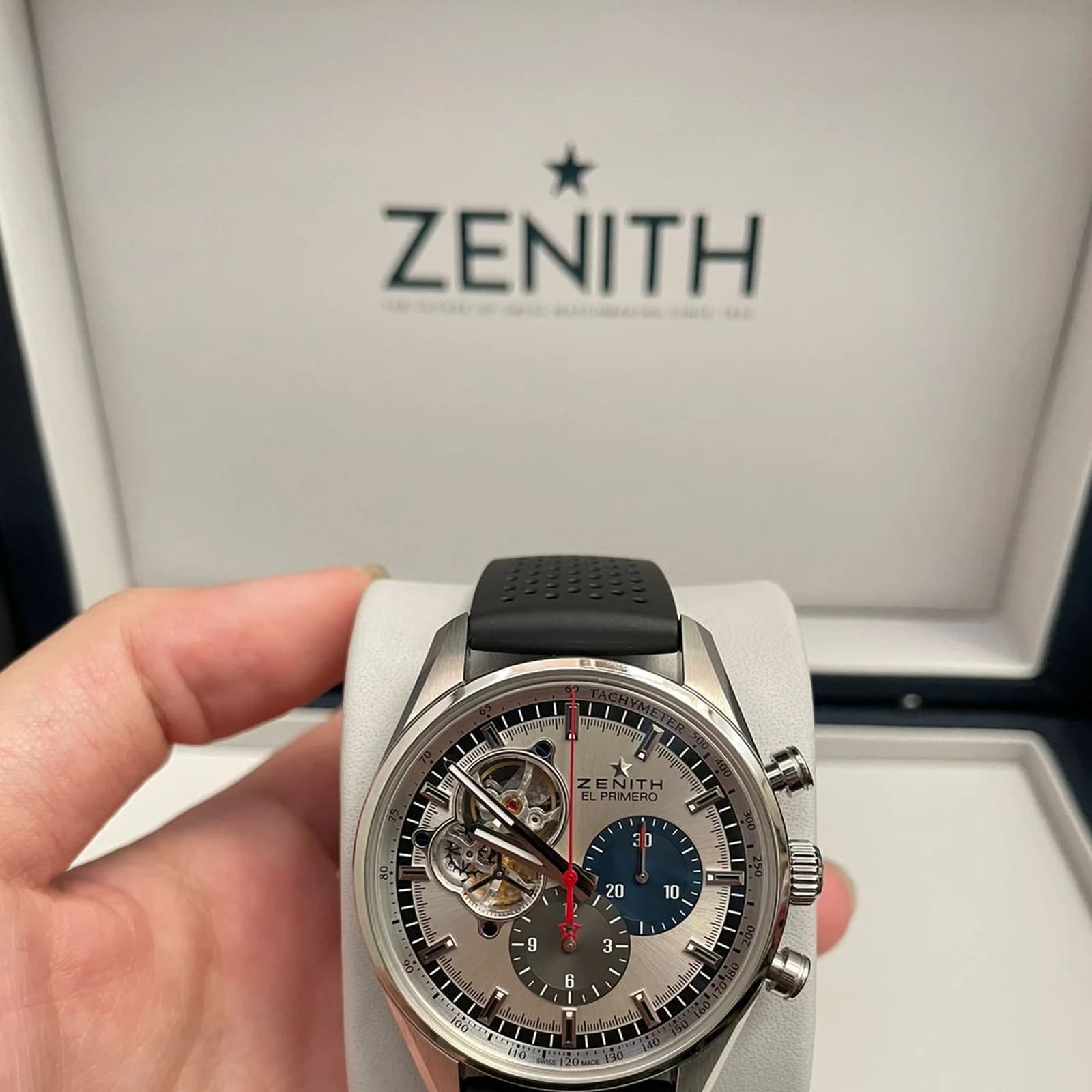 Thumb El Primero Chronomaster Open Stainless Steel / Silver 1969 / Rubber