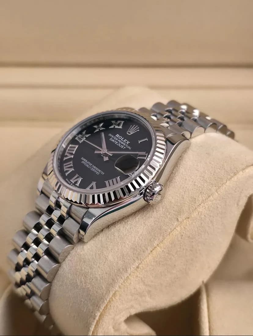 Thumb Datejust 31 Stainless Steel Fluted / Jubilee / Black - Roman
