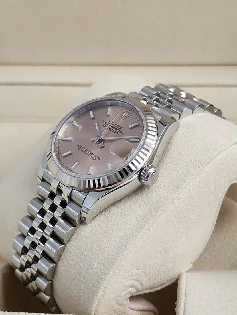 Thumb Datejust 31 Stainless Steel Fluted / Jubilee / Pink