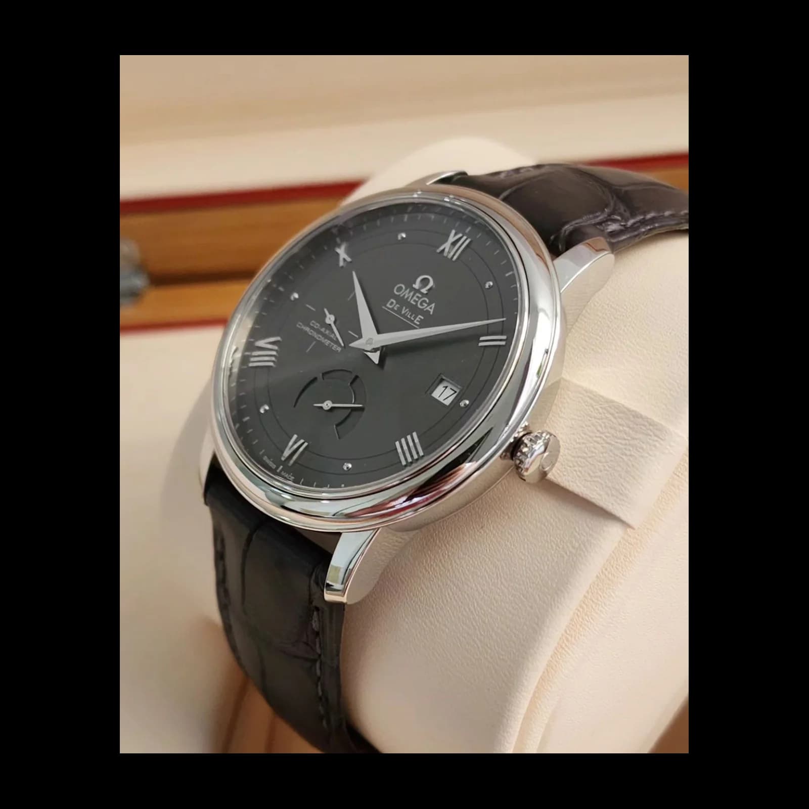 Thumb De Ville Prestige Co-Axial 39.5 Power Reserve Stainless Steel / Vintage  Grey