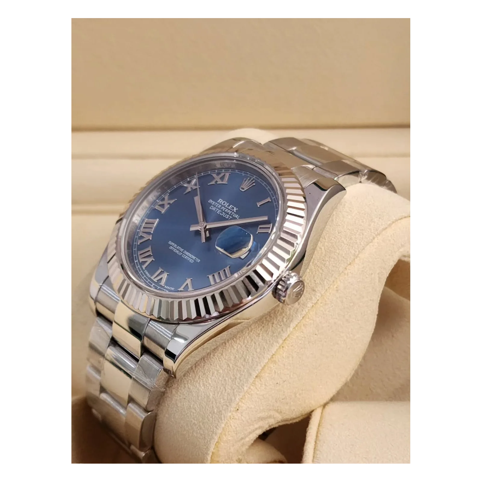 Thumb Datejust 41 Stainless Steel Fluted / Blue - Roman / Oyster