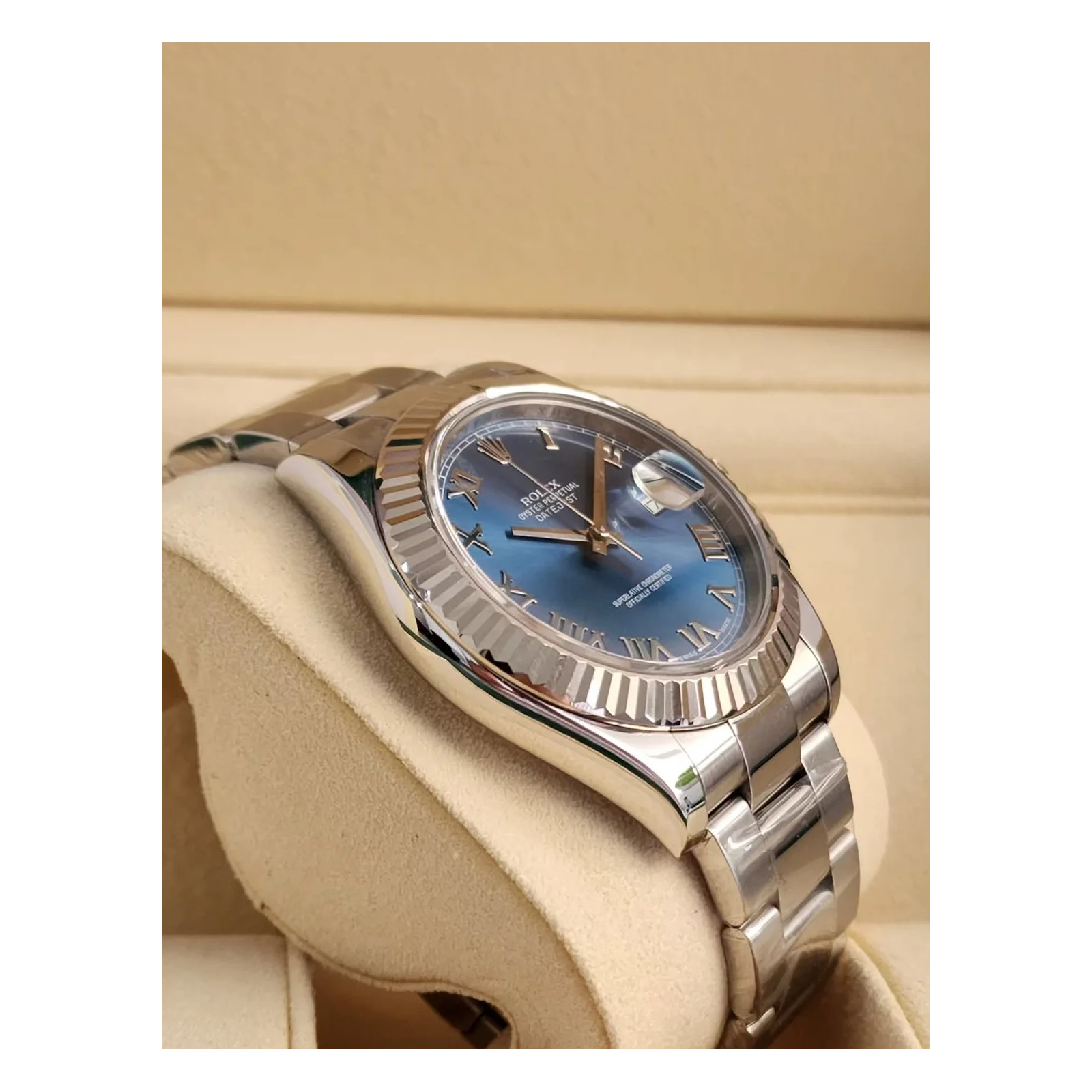 Thumb Datejust 41 Stainless Steel Fluted / Blue - Roman / Oyster